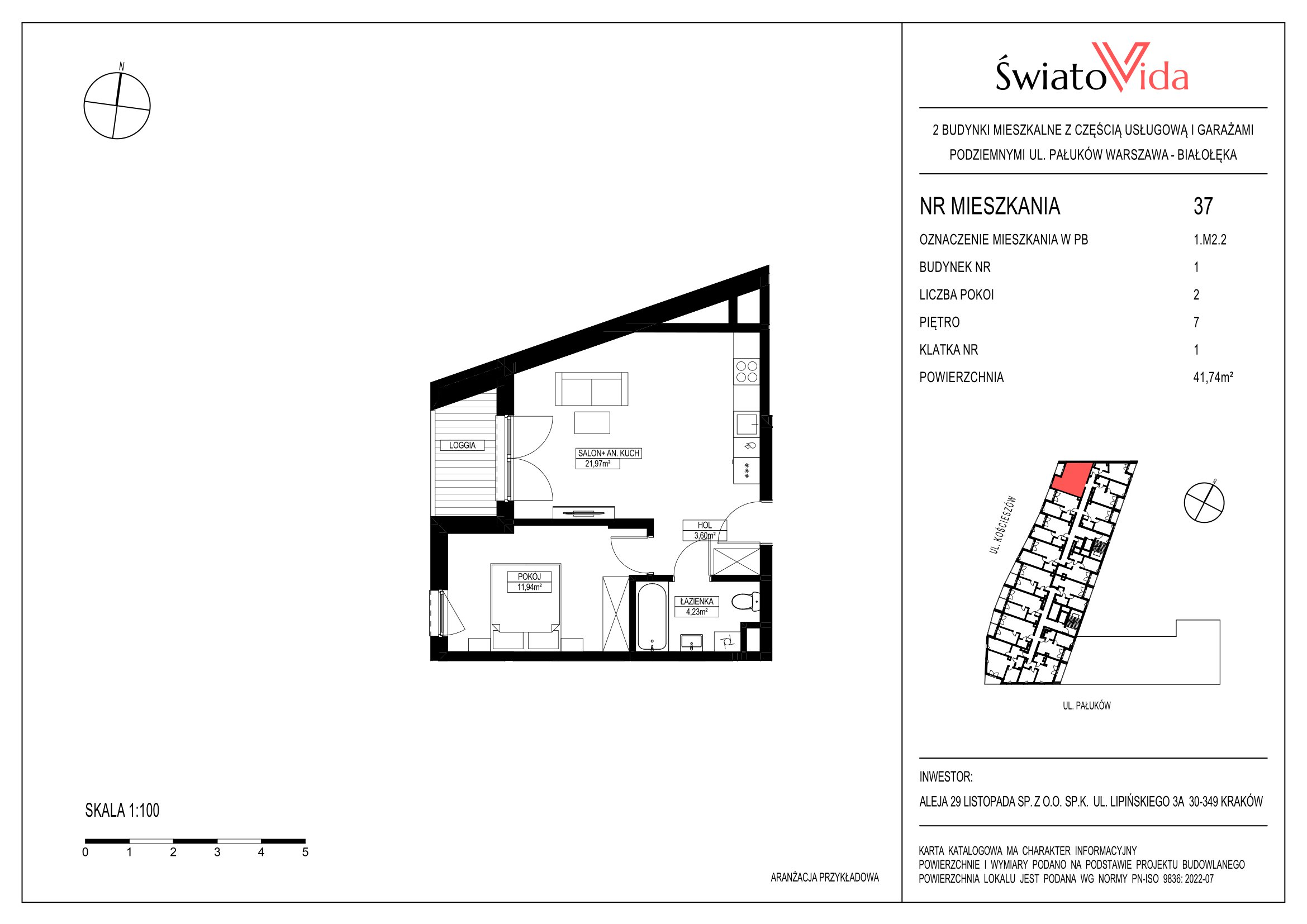 Mieszkanie 41,47 m², piętro 7, oferta nr 37, Osiedle ŚwiatoVida, Warszawa, Białołęka, Tarchomin, ul. Pałuków-idx