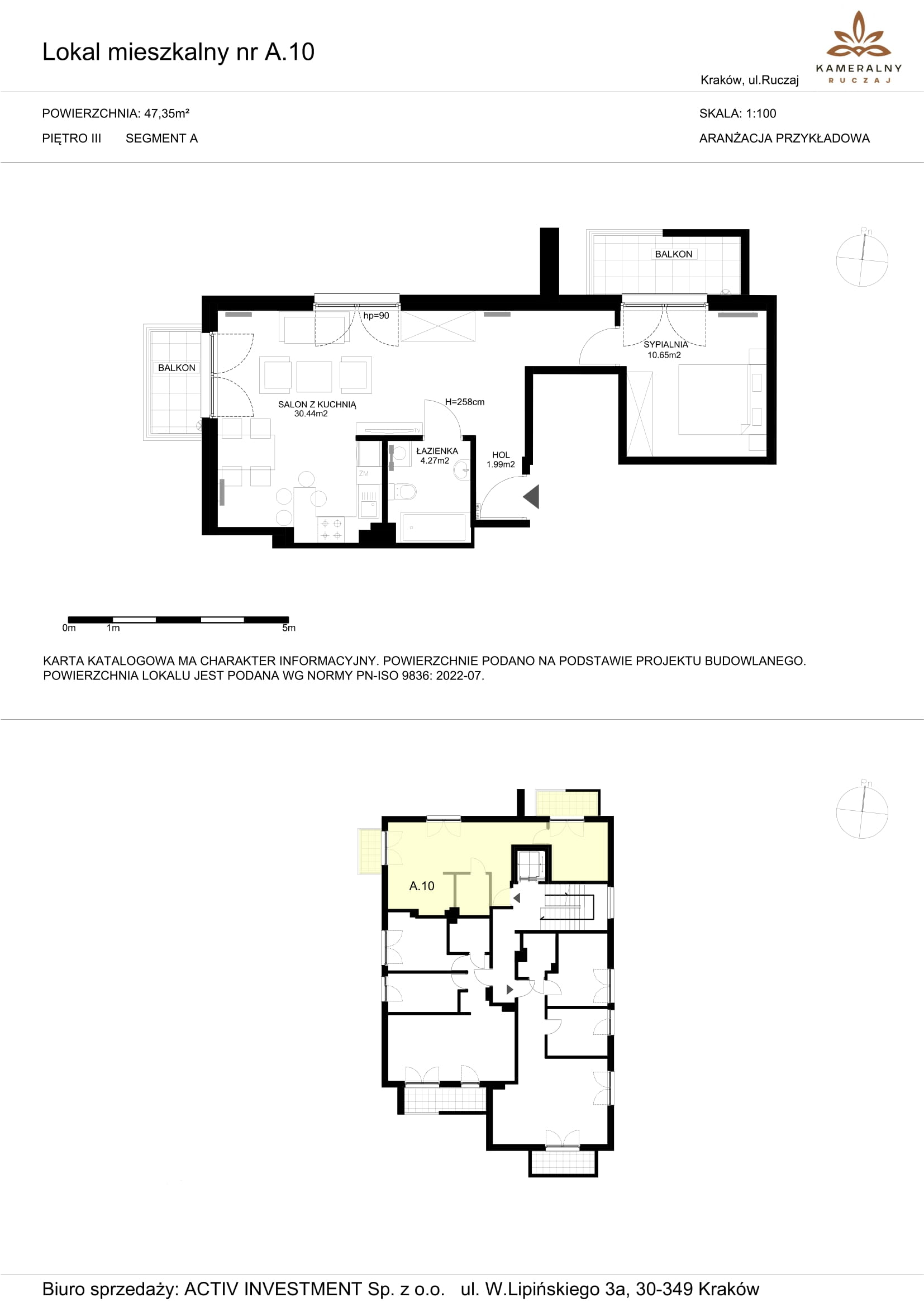 Mieszkanie 47,35 m², piętro 3, oferta nr A.10, Kameralny Ruczaj, Kraków, Dębniki, Osiedle Ruczaj-Zaborze, ul. Ruczaj-idx