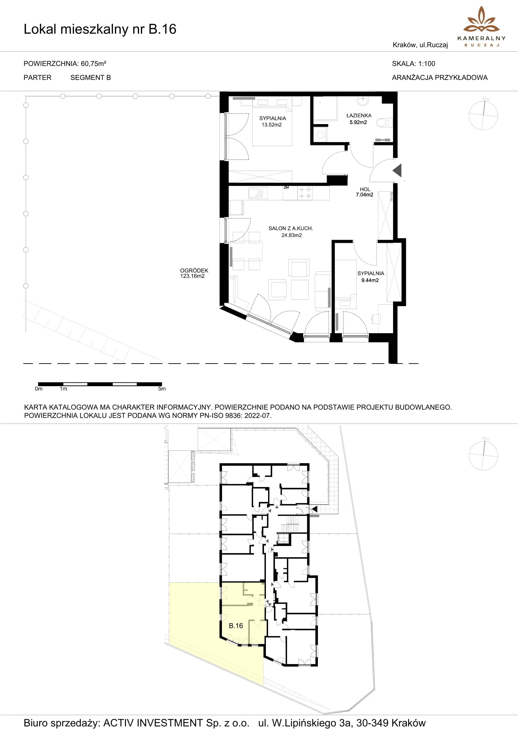 Mieszkanie 60,75 m², parter, oferta nr B.16, Kameralny Ruczaj, Kraków, Dębniki, Osiedle Ruczaj-Zaborze, ul. Ruczaj-idx