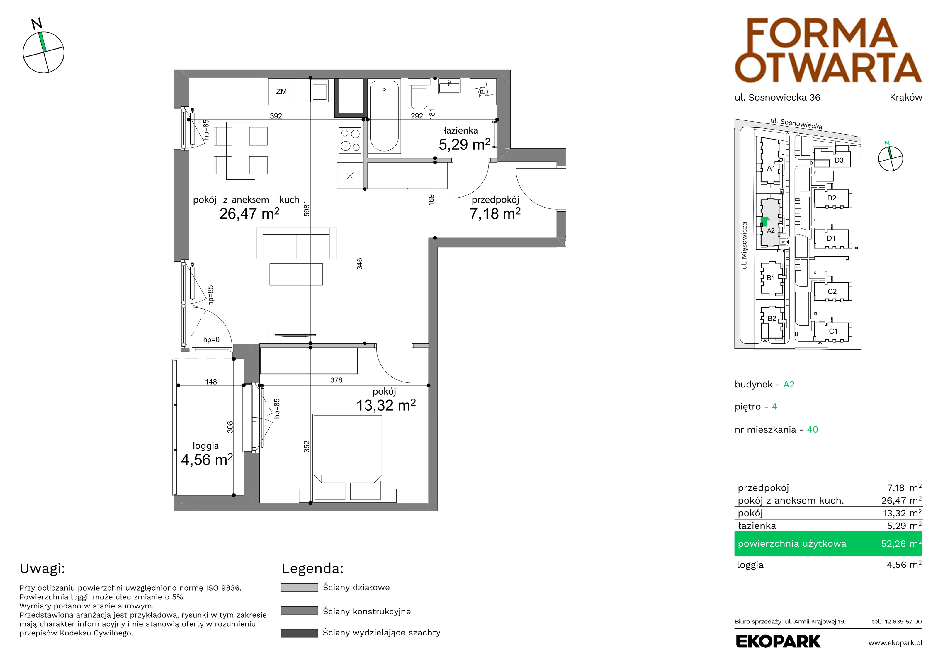 Mieszkanie 52,26 m², piętro 4, oferta nr A2-40, Forma Otwarta, Kraków, Bronowice, Bronowice Wielkie, ul. Sosnowiecka-idx