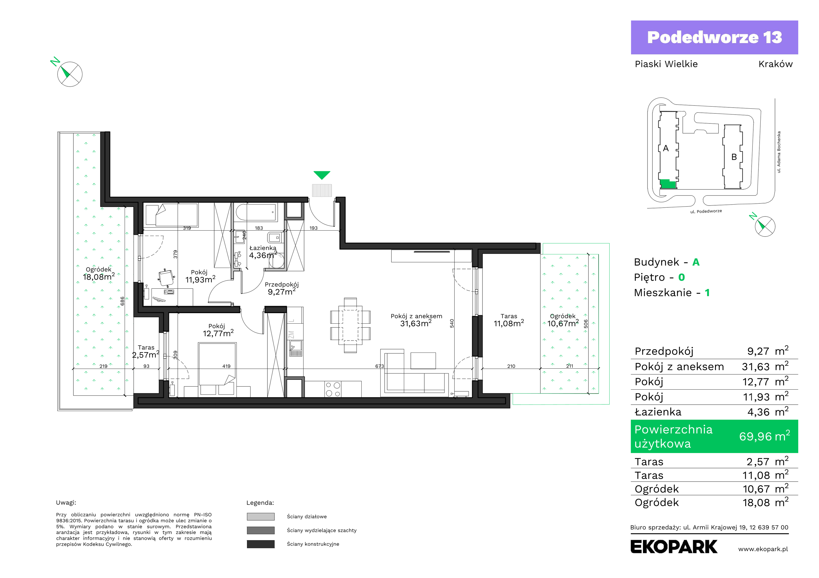 Mieszkanie 69,96 m², parter, oferta nr A1, Podedworze 13, Kraków, Podgórze Duchackie, Piaski Wielkie, ul. Podedworze 13-idx