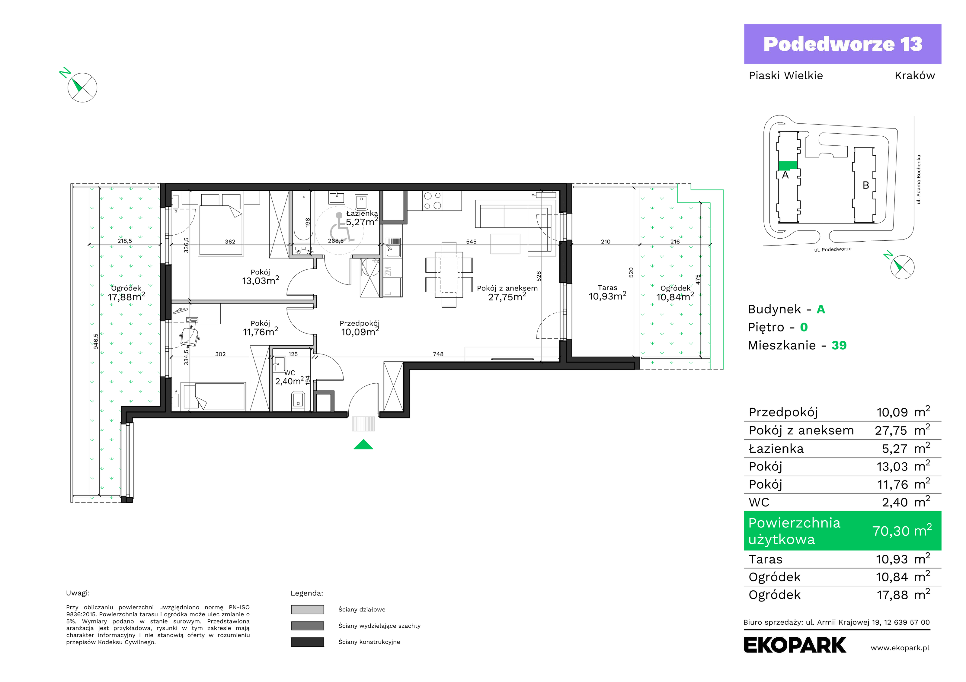 Mieszkanie 70,30 m², parter, oferta nr A39, Podedworze 13, Kraków, Podgórze Duchackie, Piaski Wielkie, ul. Podedworze 13-idx