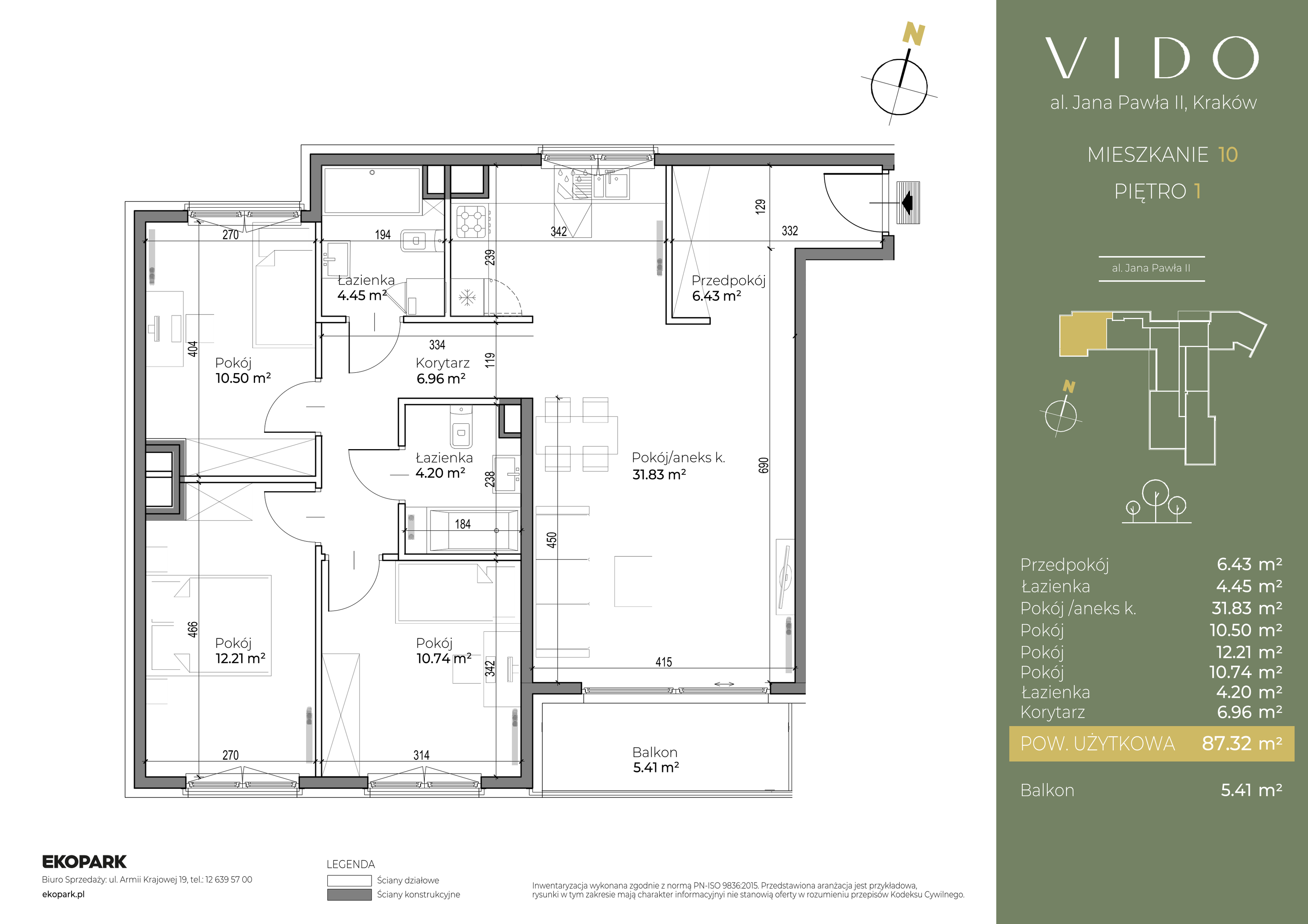 Mieszkanie 87,32 m², piętro 1, oferta nr M10, Vido, Kraków, Prądnik Czerwony, Aleja Jana Pawła II 52-idx