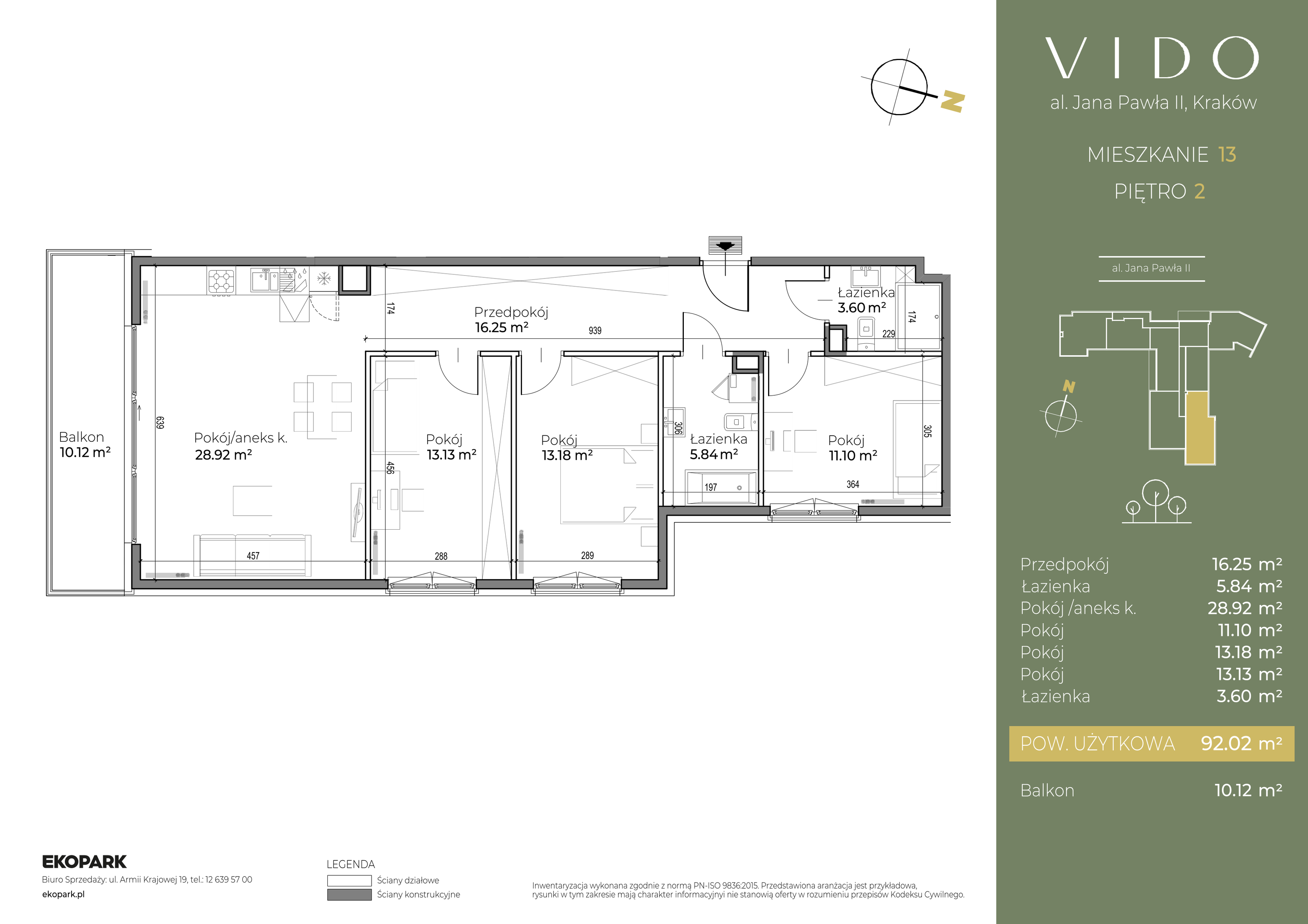 Mieszkanie 92,02 m², piętro 2, oferta nr M13, Vido, Kraków, Prądnik Czerwony, Aleja Jana Pawła II 52-idx