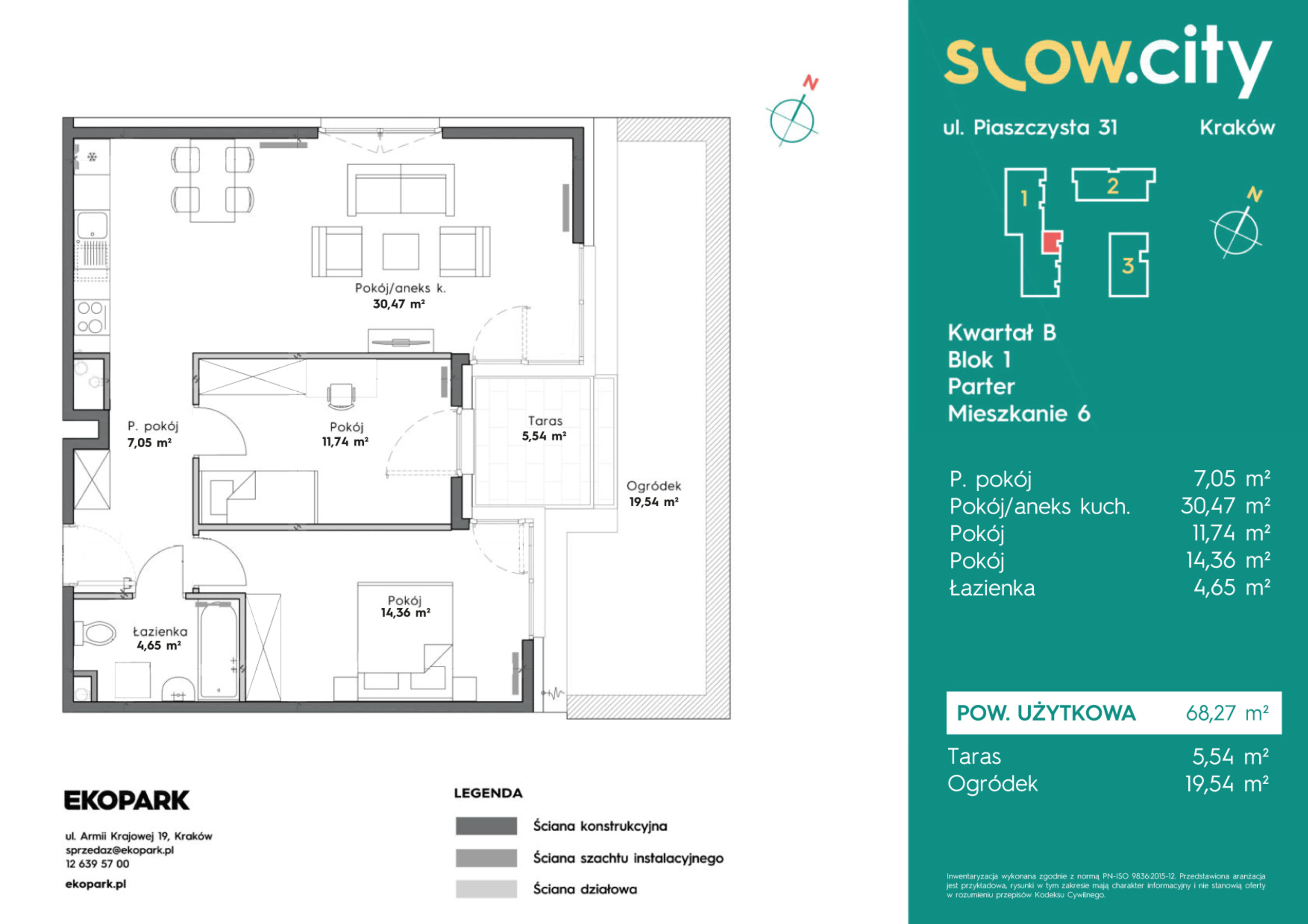 Mieszkanie 68,27 m², parter, oferta nr B1-6, Slow City, Kraków, Prądnik Biały, ul. Piaszczysta-idx