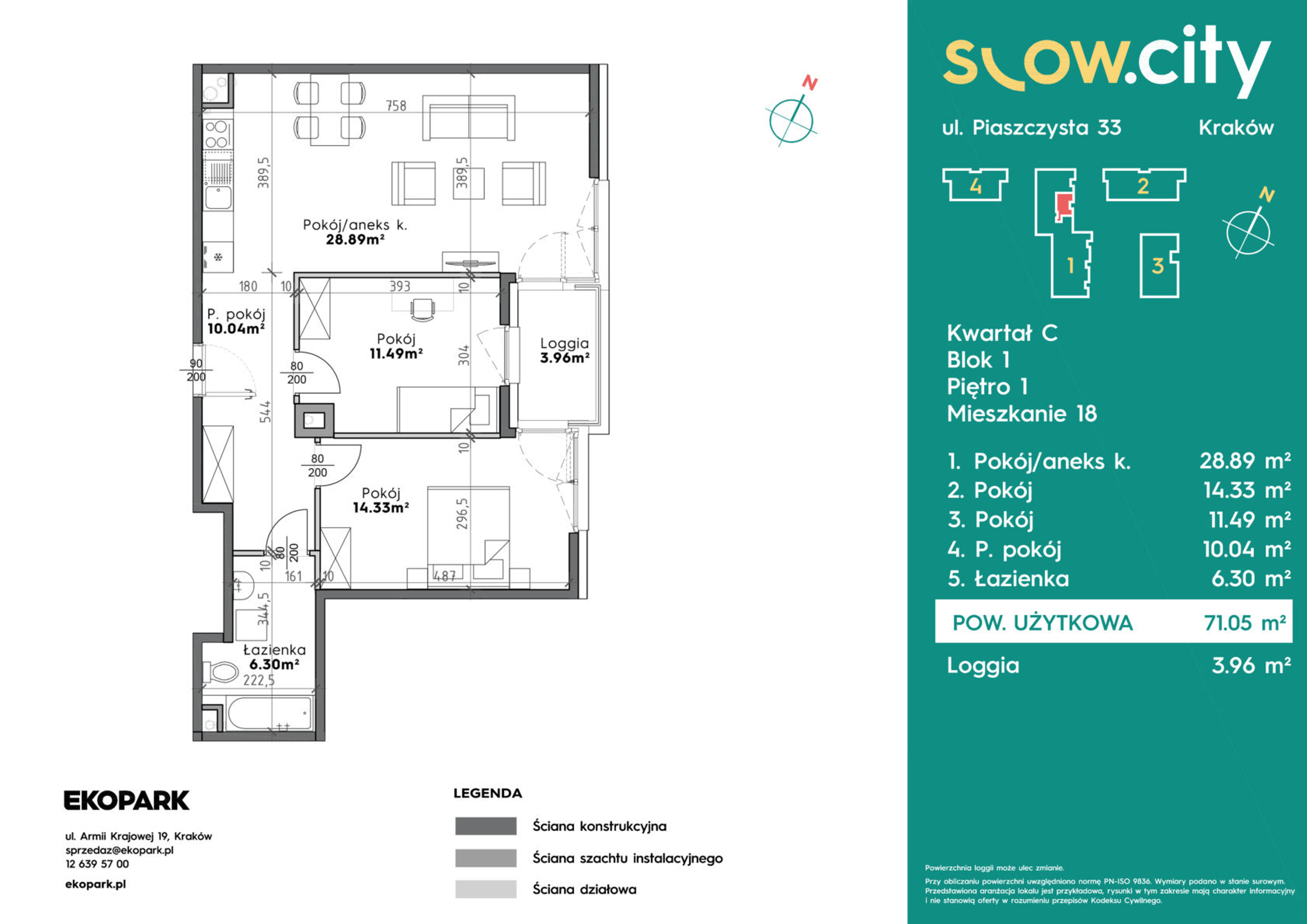 Mieszkanie 71,05 m², piętro 1, oferta nr C1-18, Slow City, Kraków, Prądnik Biały, ul. Piaszczysta-idx