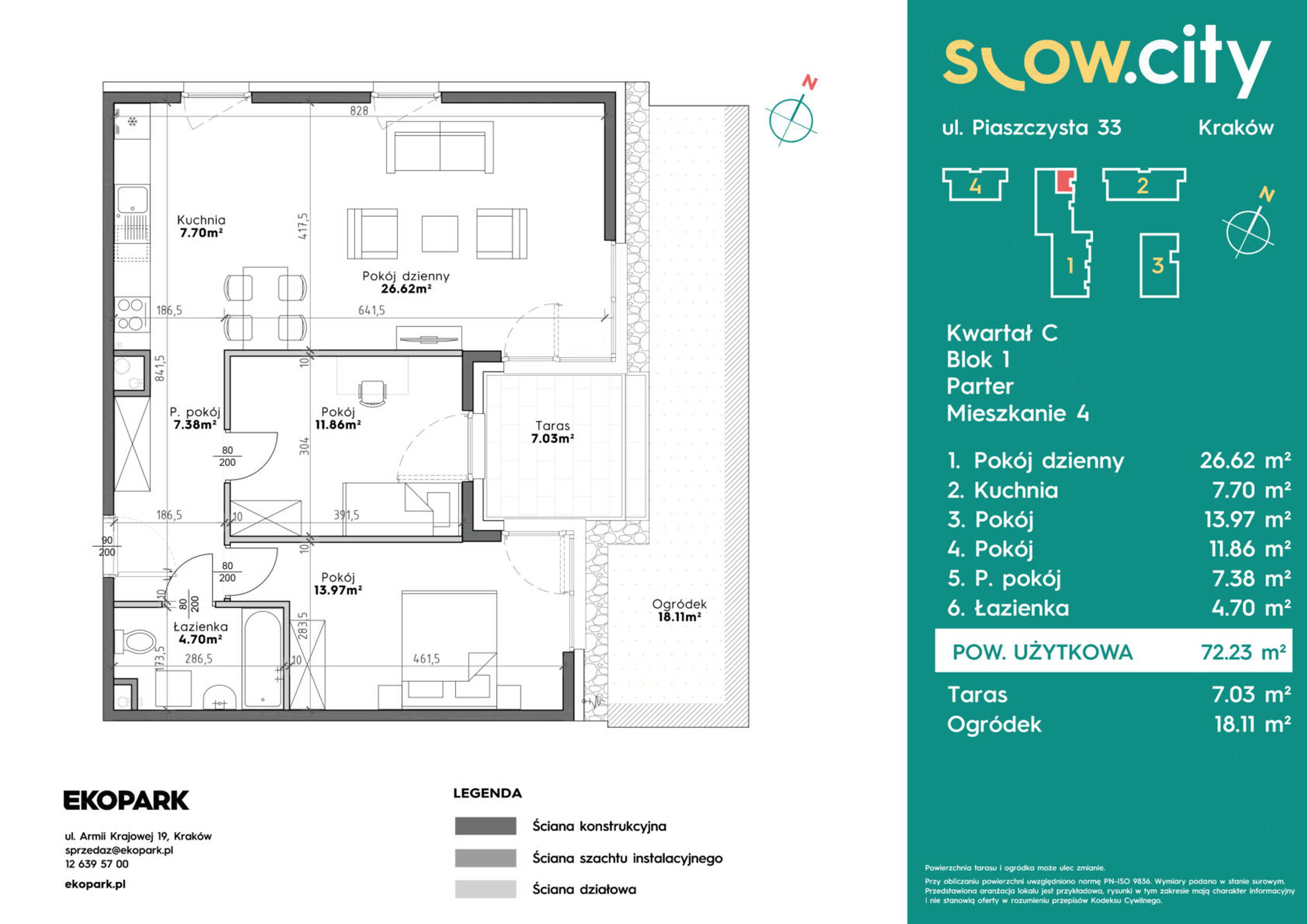 Mieszkanie 72,23 m², parter, oferta nr C1-4, Slow City, Kraków, Prądnik Biały, ul. Piaszczysta-idx