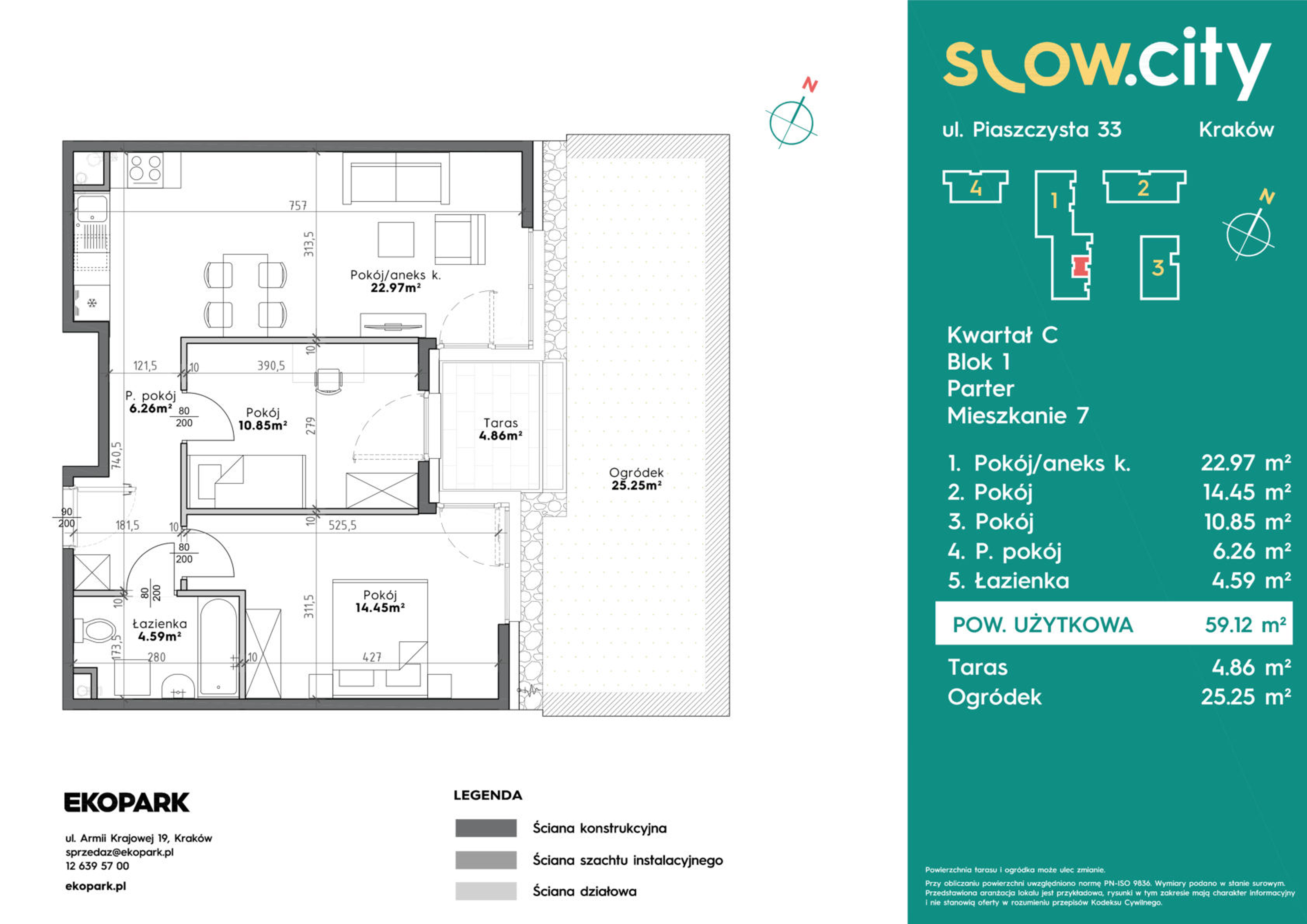 Mieszkanie 59,12 m², parter, oferta nr C1-7, Slow City, Kraków, Prądnik Biały, ul. Piaszczysta-idx