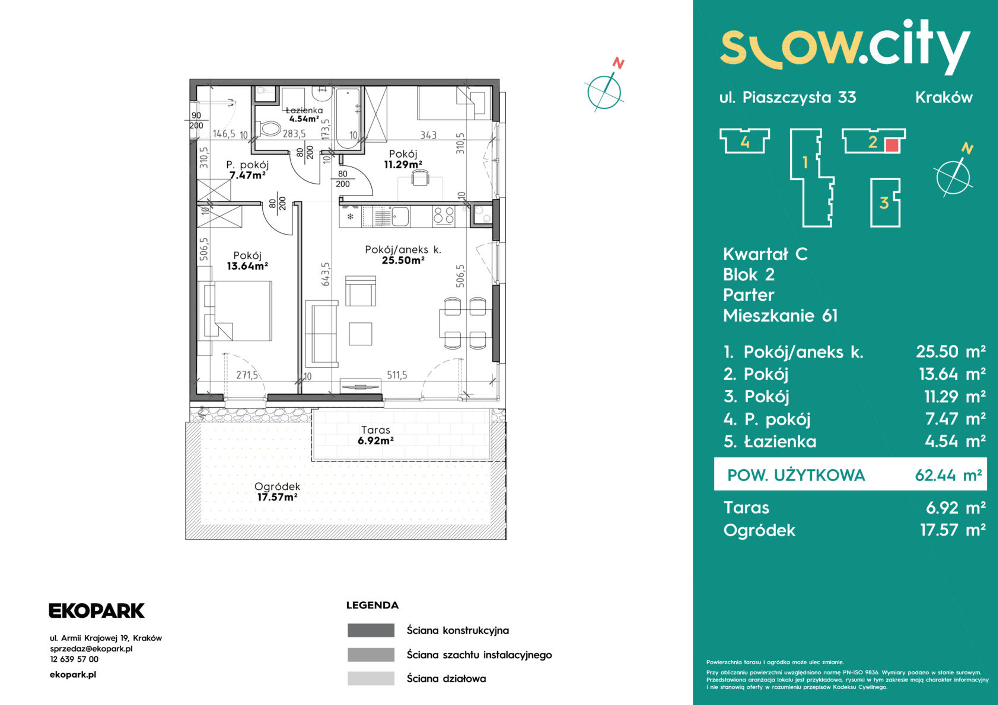 Mieszkanie 62,44 m², parter, oferta nr C2-61, Slow City, Kraków, Prądnik Biały, ul. Piaszczysta-idx