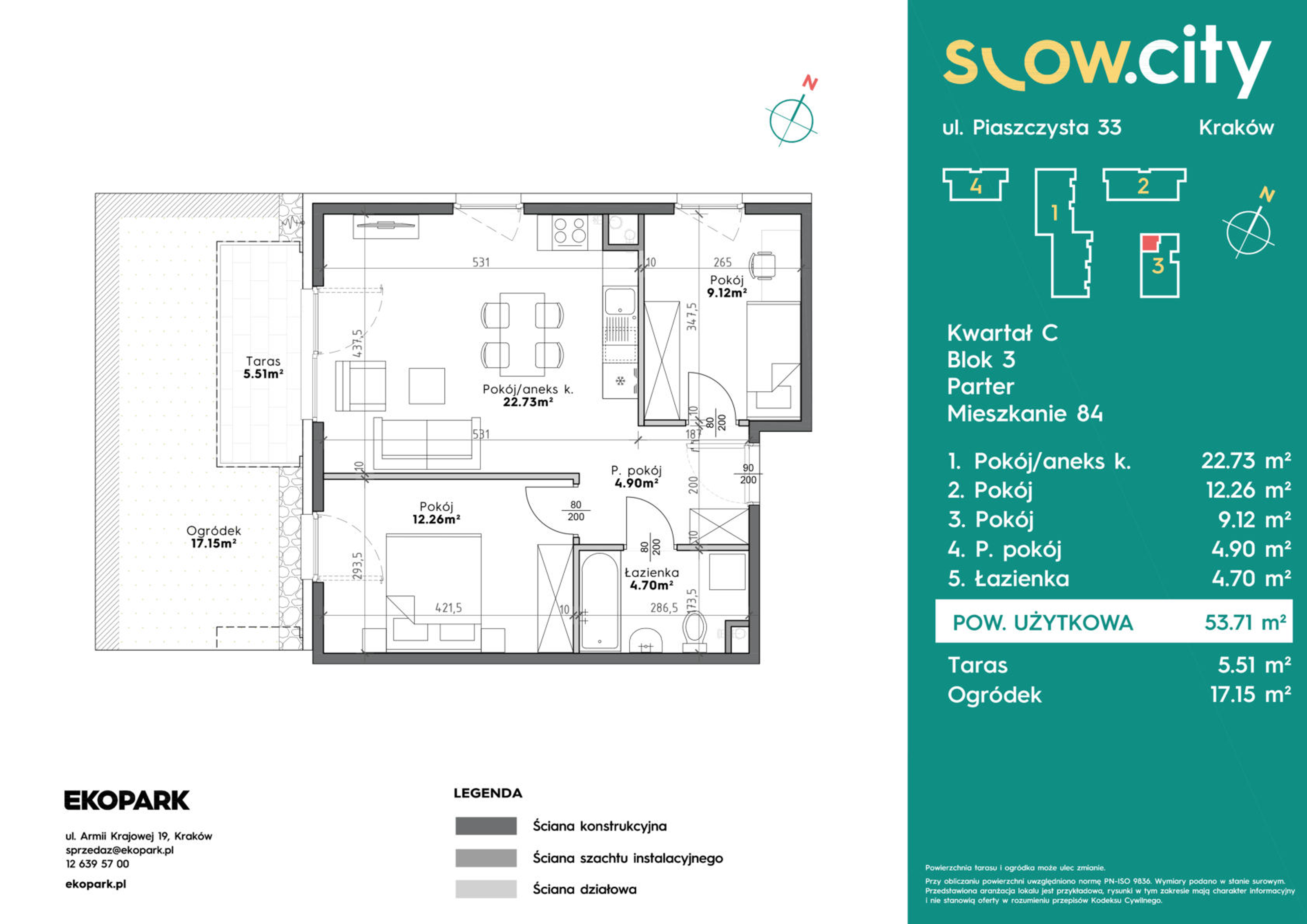 Mieszkanie 53,71 m², parter, oferta nr C3-84, Slow City, Kraków, Prądnik Biały, ul. Piaszczysta-idx