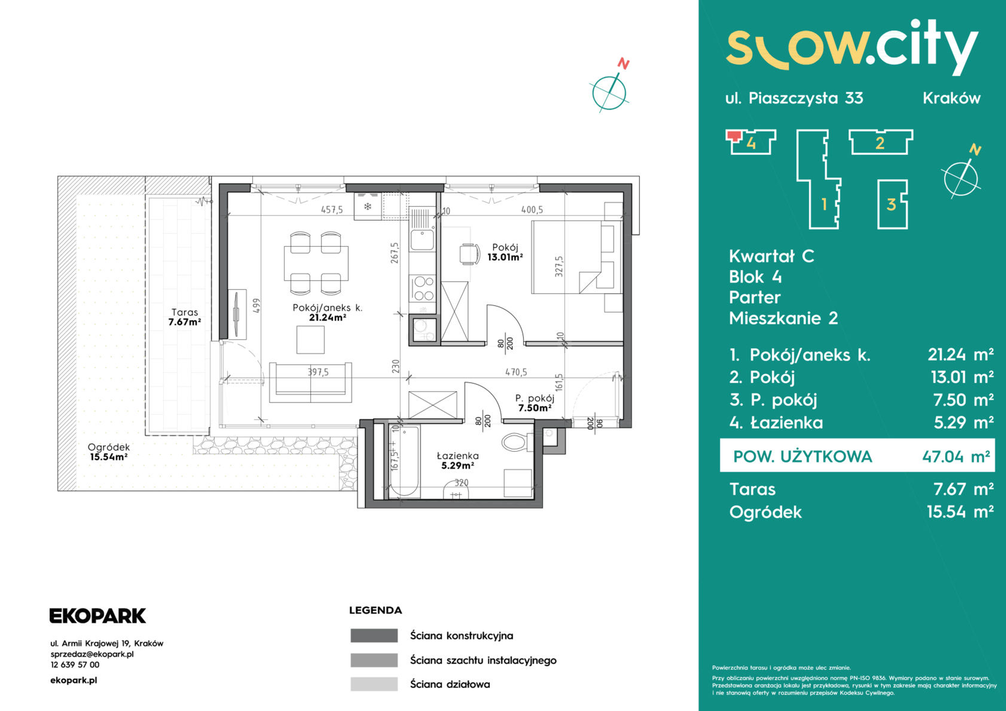 Mieszkanie 47,04 m², parter, oferta nr C4-2, Slow City, Kraków, Prądnik Biały, ul. Piaszczysta-idx