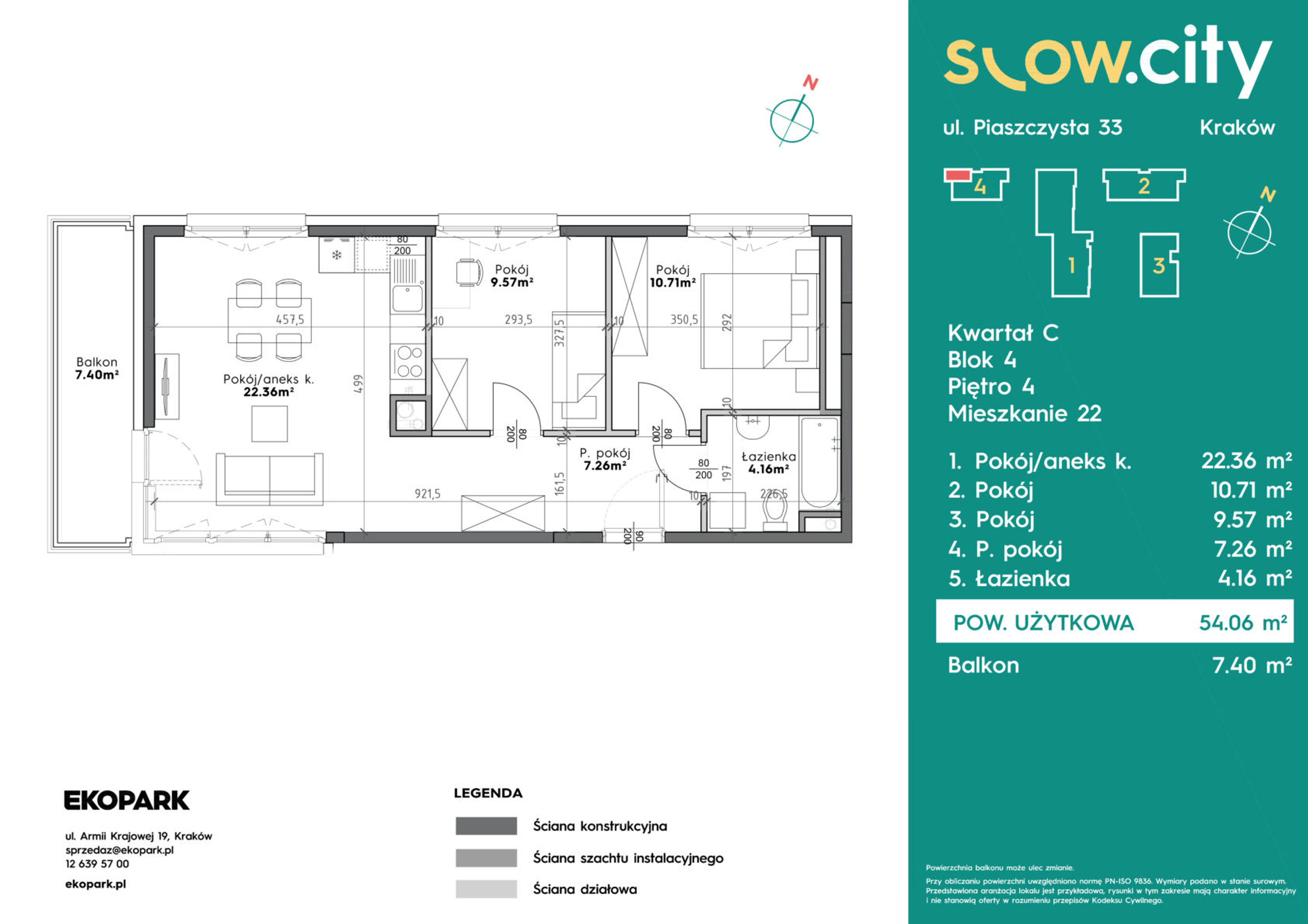 Mieszkanie 54,06 m², piętro 4, oferta nr C4-22, Slow City, Kraków, Prądnik Biały, ul. Piaszczysta-idx