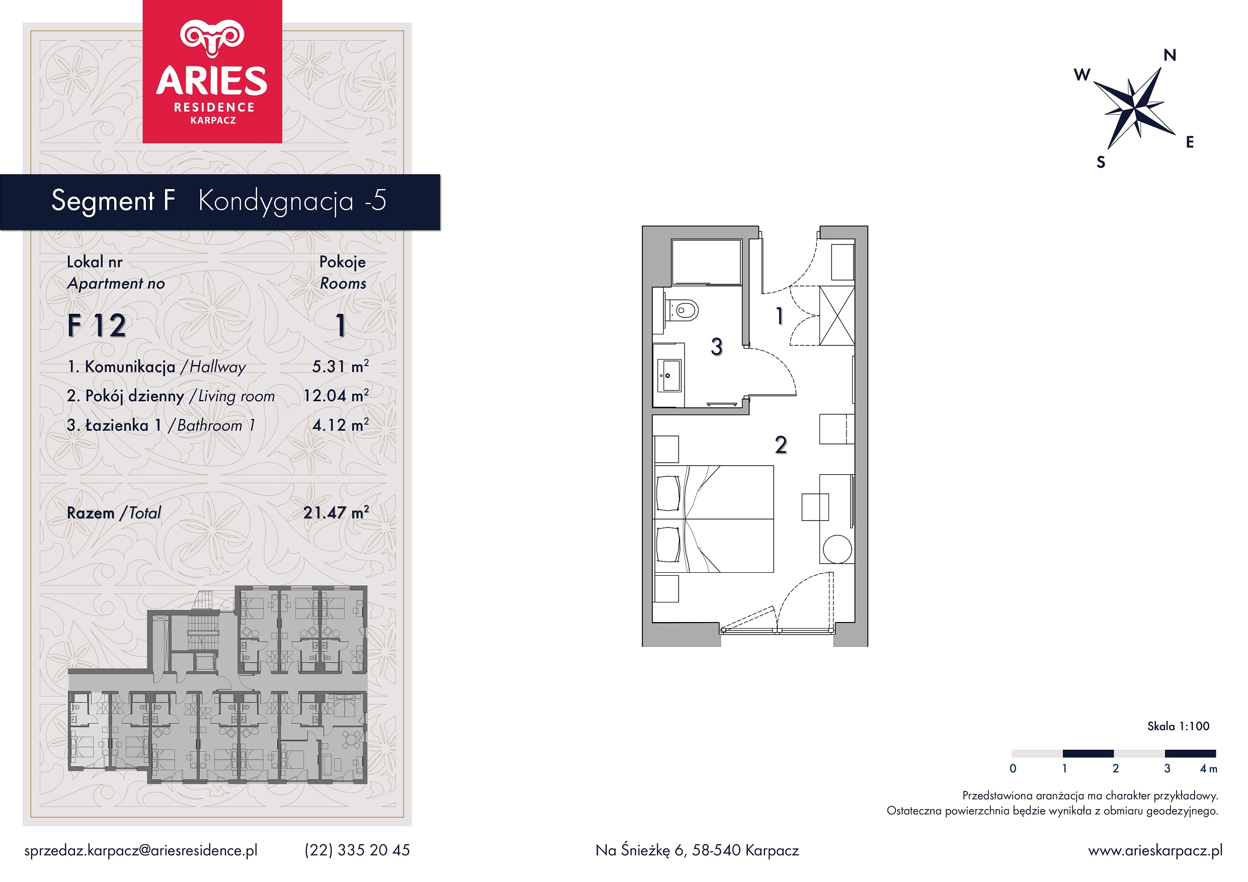 Lokal inwestycyjny 21,47 m², parter, oferta nr F12, Aries Residence Karpacz, Karpacz, ul. Na Śnieżkę 6-idx