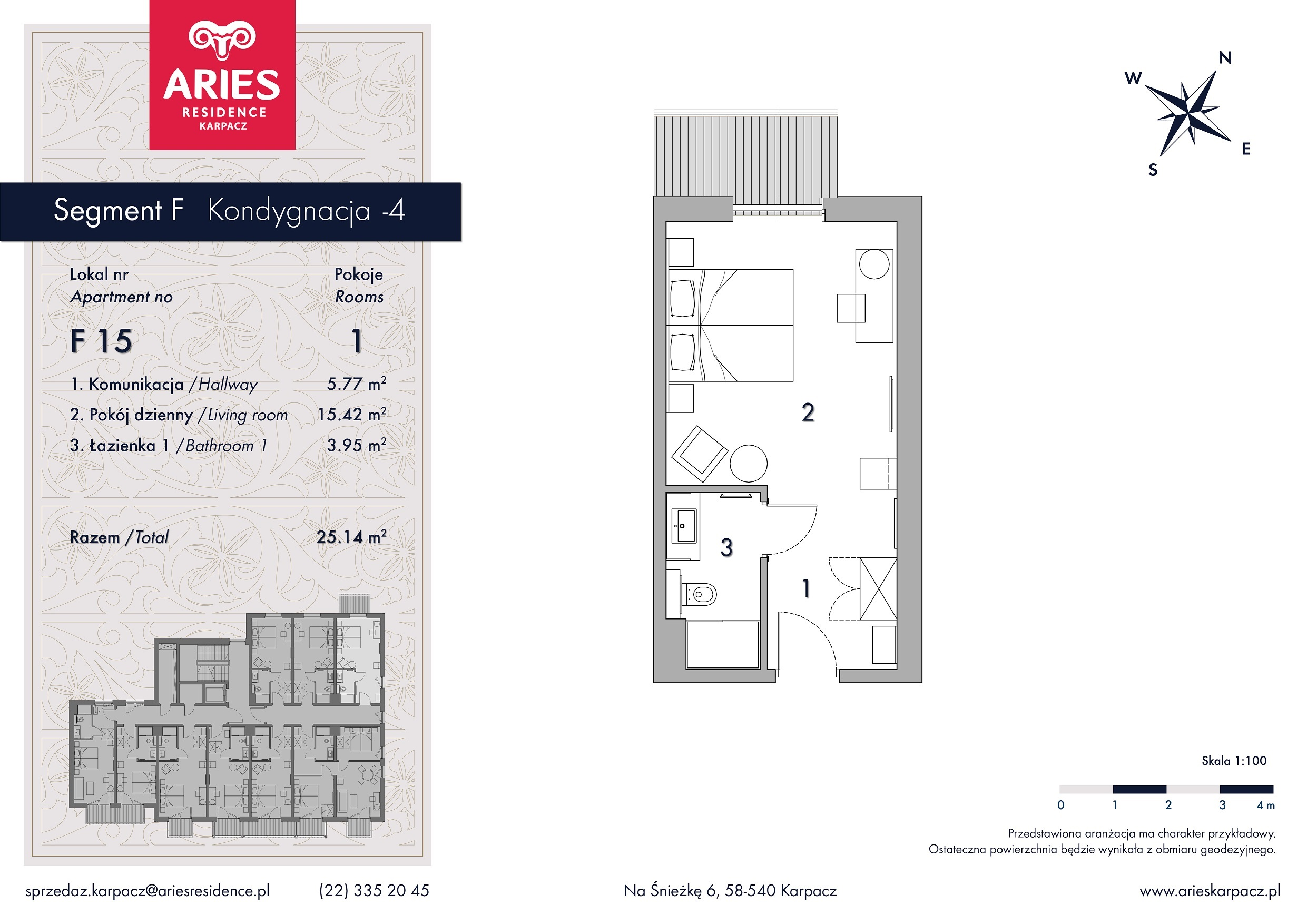 Lokal inwestycyjny 26,15 m², piętro 1, oferta nr F15, Aries Residence Karpacz, Karpacz, ul. Na Śnieżkę 6-idx