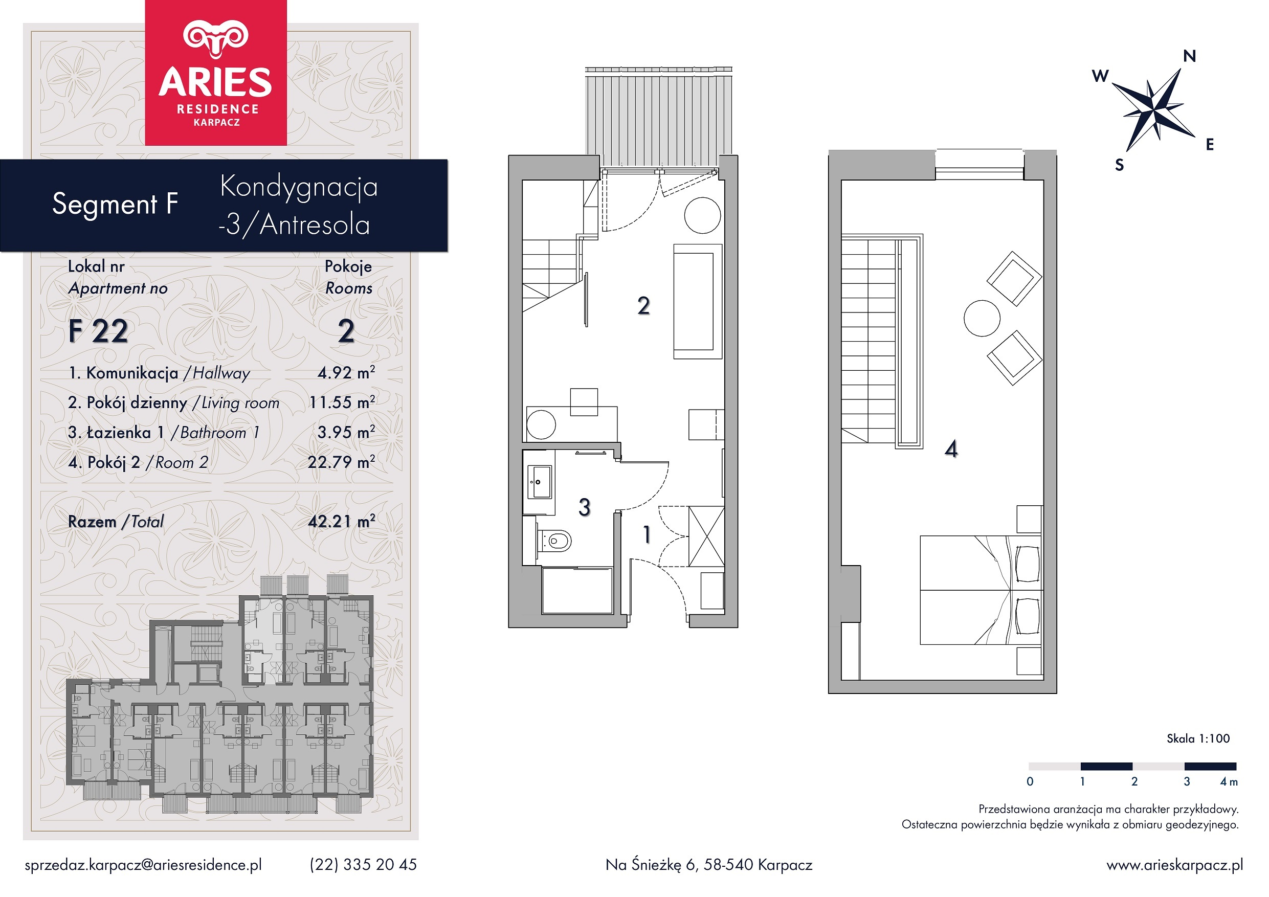 Lokal inwestycyjny 42,21 m², piętro 2, oferta nr F22, Aries Residence Karpacz, Karpacz, ul. Na Śnieżkę 6-idx