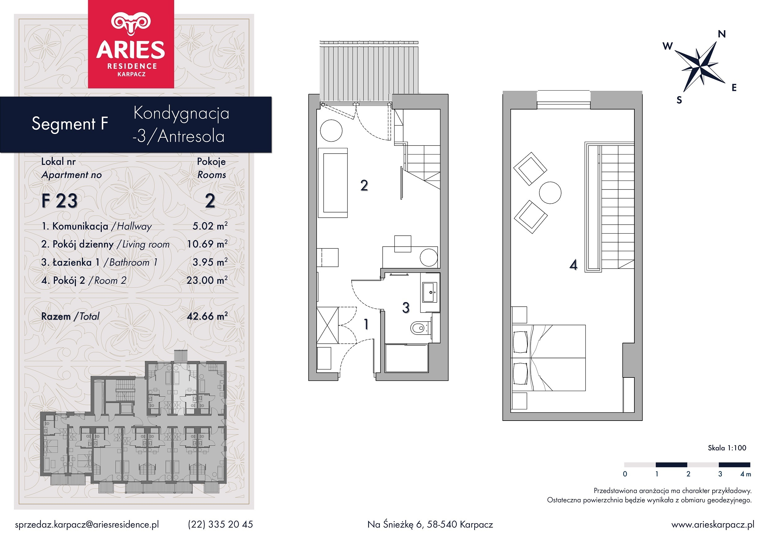 Lokal inwestycyjny 42,66 m², piętro 2, oferta nr F23, Aries Residence Karpacz, Karpacz, ul. Na Śnieżkę 6-idx