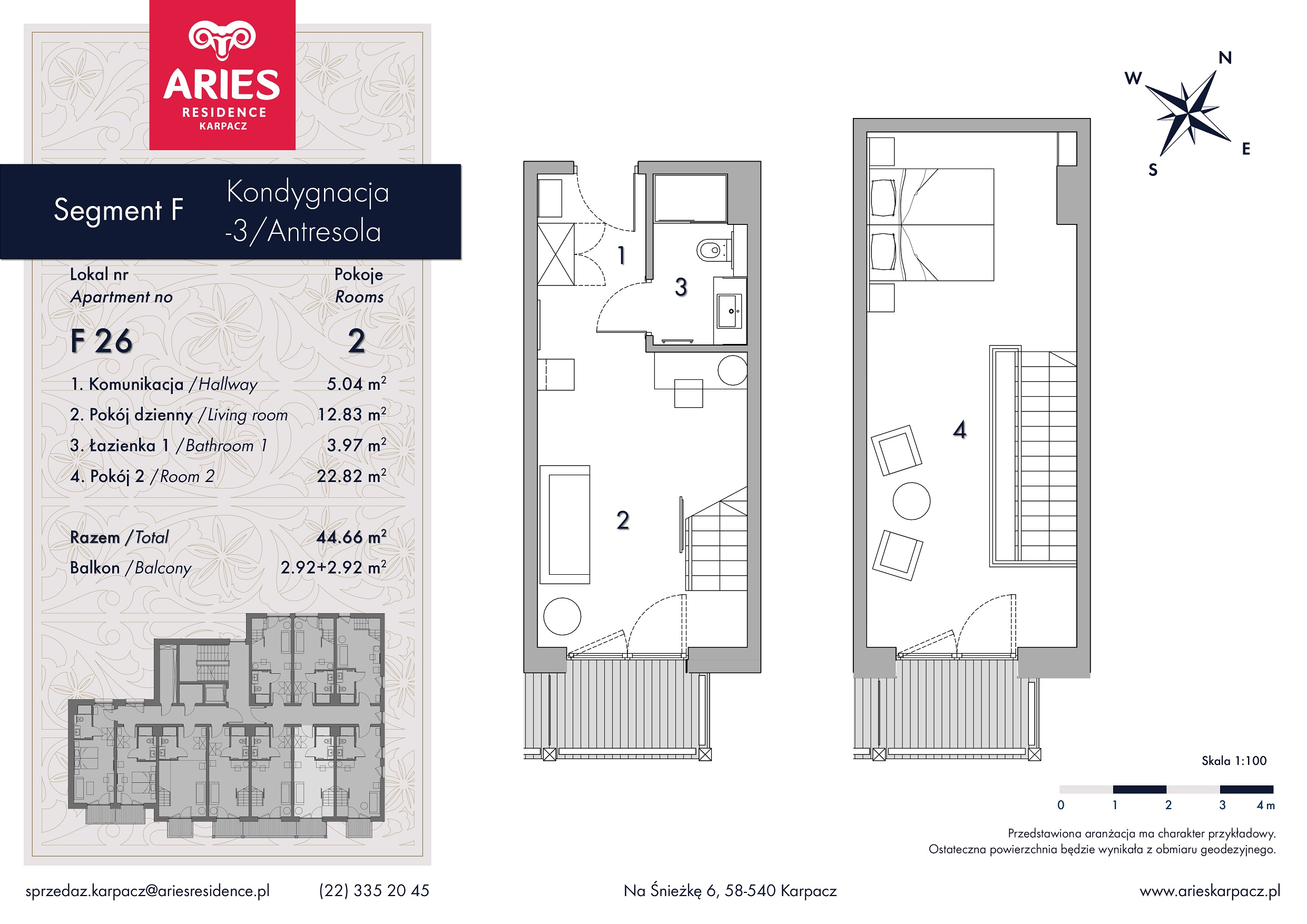 Lokal inwestycyjny 44,66 m², piętro 2, oferta nr F26, Aries Residence Karpacz, Karpacz, ul. Na Śnieżkę 6-idx