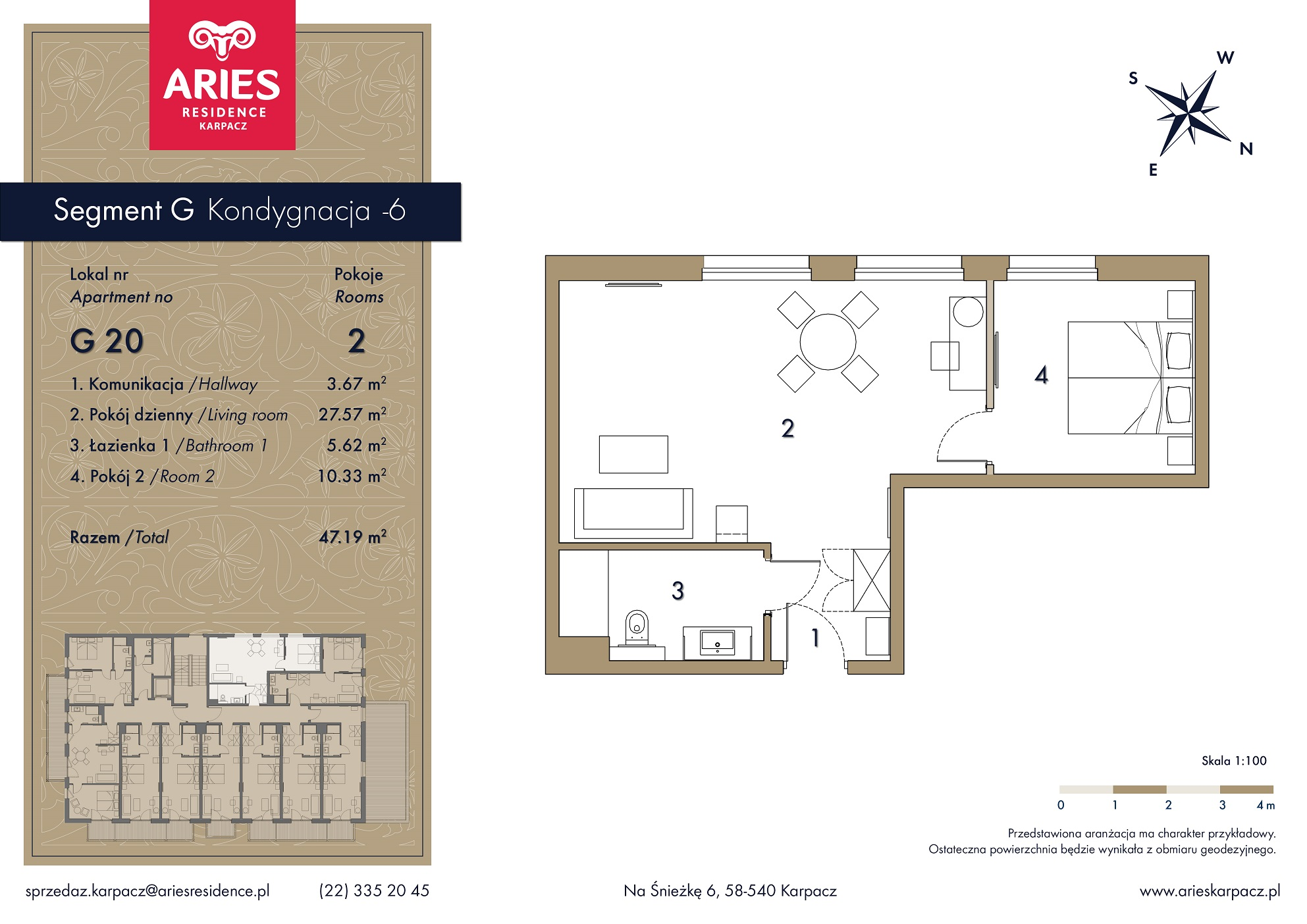 Lokal inwestycyjny 47,19 m², piętro 2, oferta nr G20, Aries Residence Karpacz, Karpacz, ul. Na Śnieżkę 6-idx