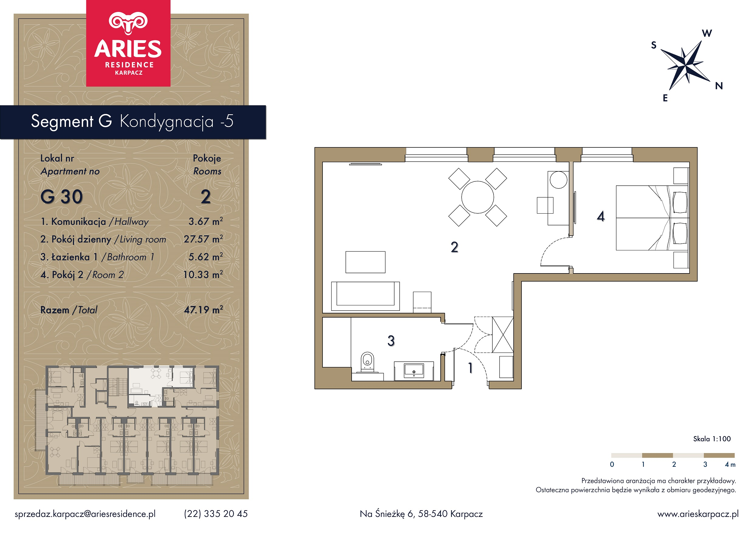 Lokal inwestycyjny 47,19 m², piętro 3, oferta nr G30, Aries Residence Karpacz, Karpacz, ul. Na Śnieżkę 6-idx