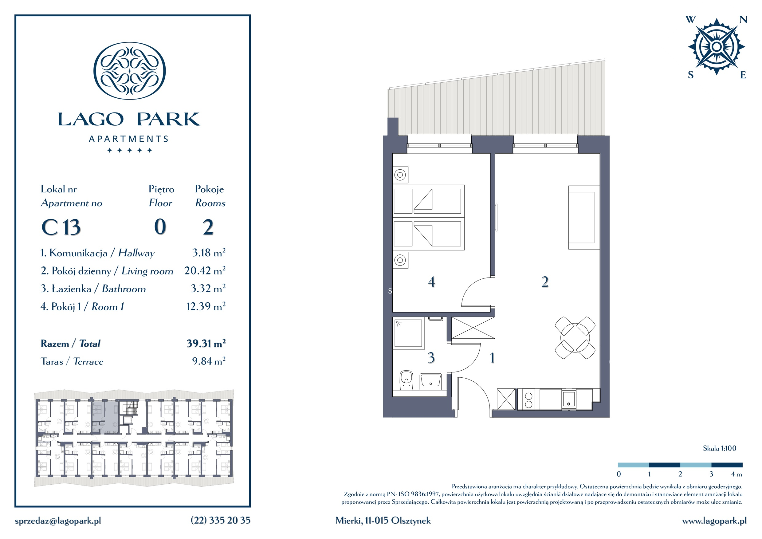 Apartament inwestycyjny 39,31 m², parter, oferta nr C13, Lago Park Apartments by Aries, Mierki, Kołatek 2-idx