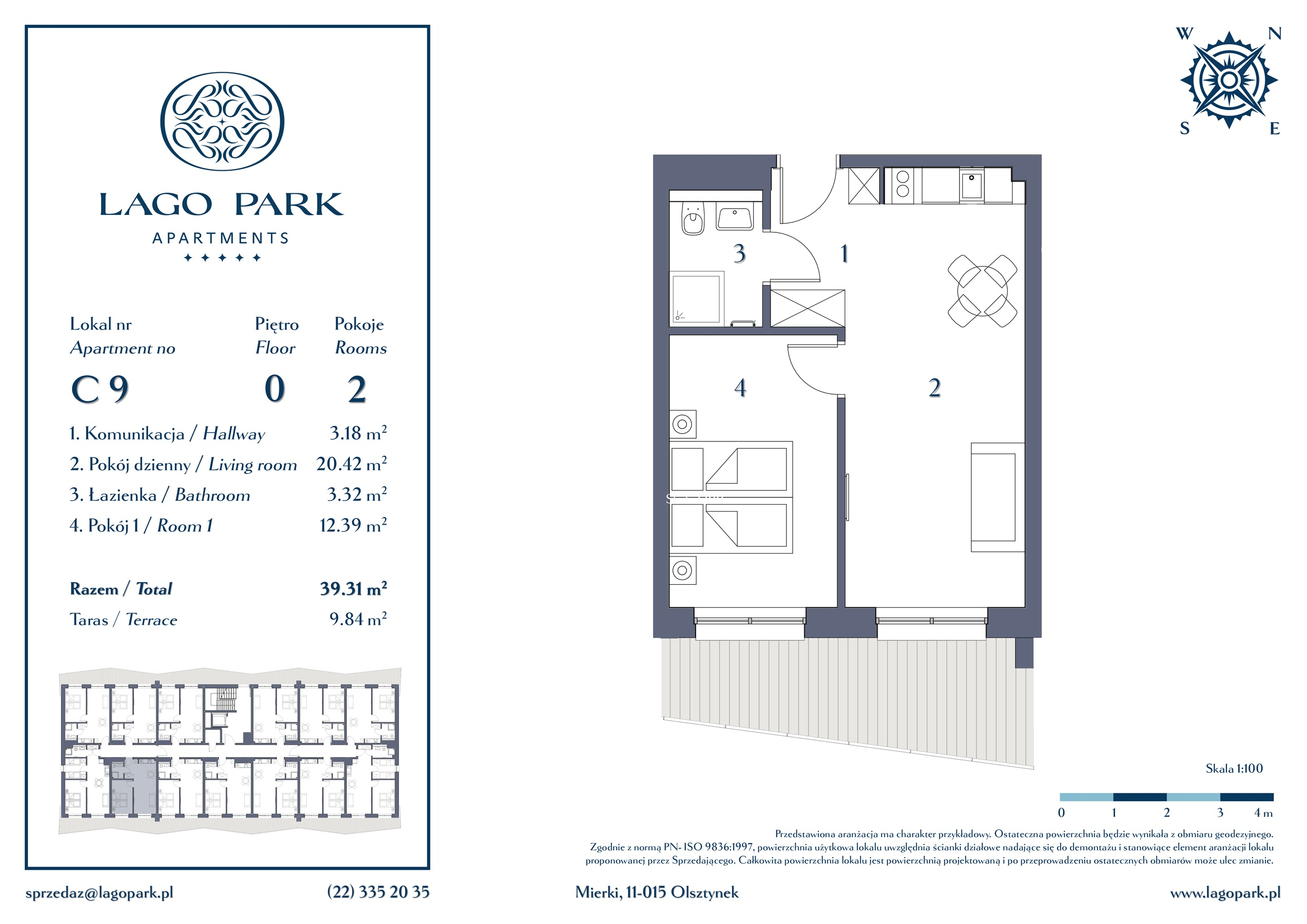 Apartament inwestycyjny 39,31 m², parter, oferta nr C9, Lago Park Apartments by Aries, Mierki, Kołatek 2-idx