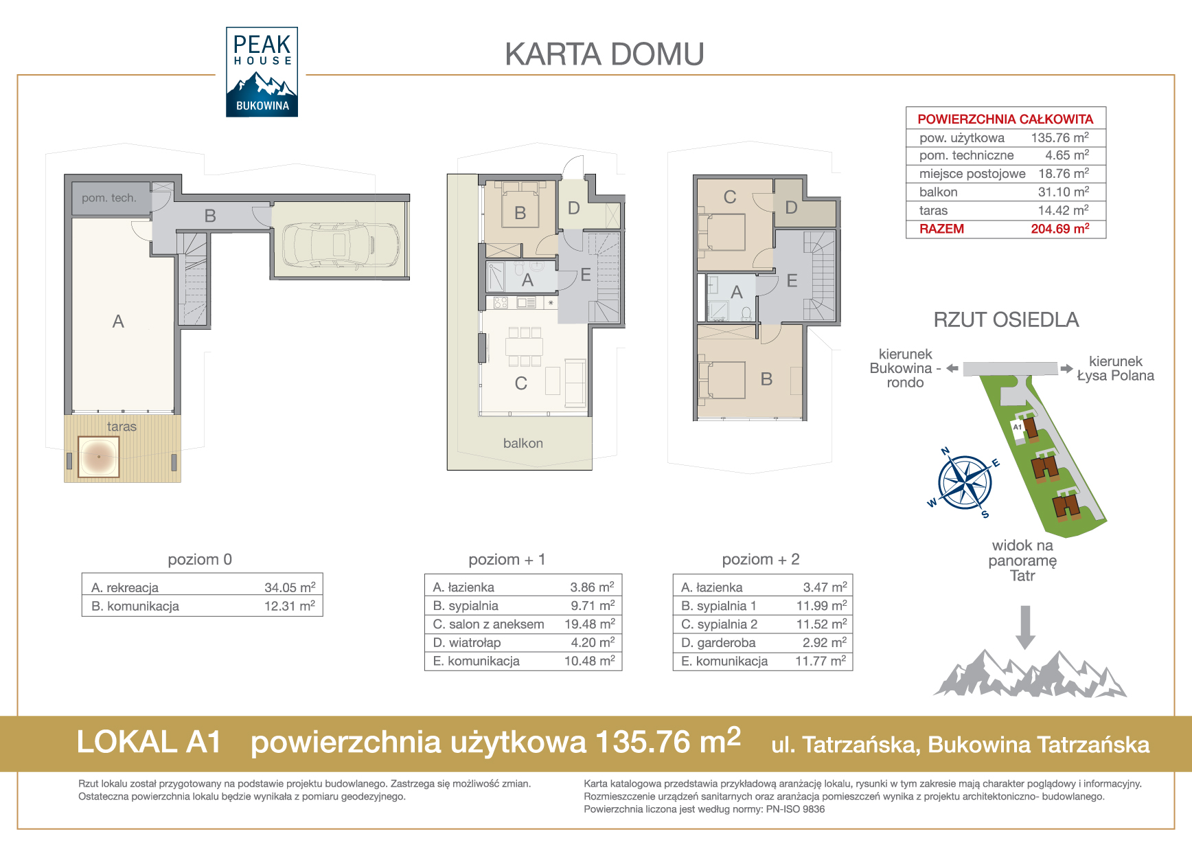 Dom i rezydencja 135,76 m², oferta nr A1, Bukowina Peak House, Bukowina Tatrzańska, ul. Tatrzańska 17a-idx