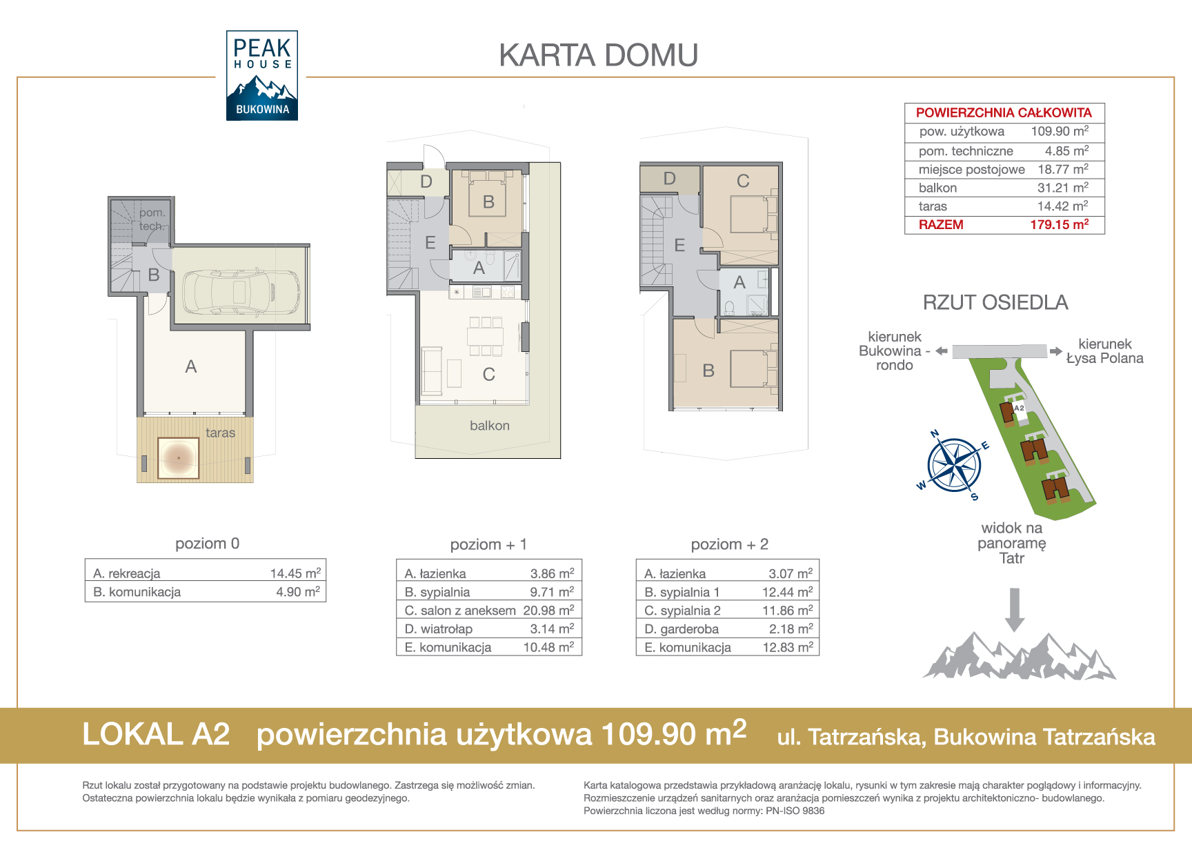 Dom 109,90 m², oferta nr A2, Bukowina Peak House, Bukowina Tatrzańska, ul. Tatrzańska 17a-idx