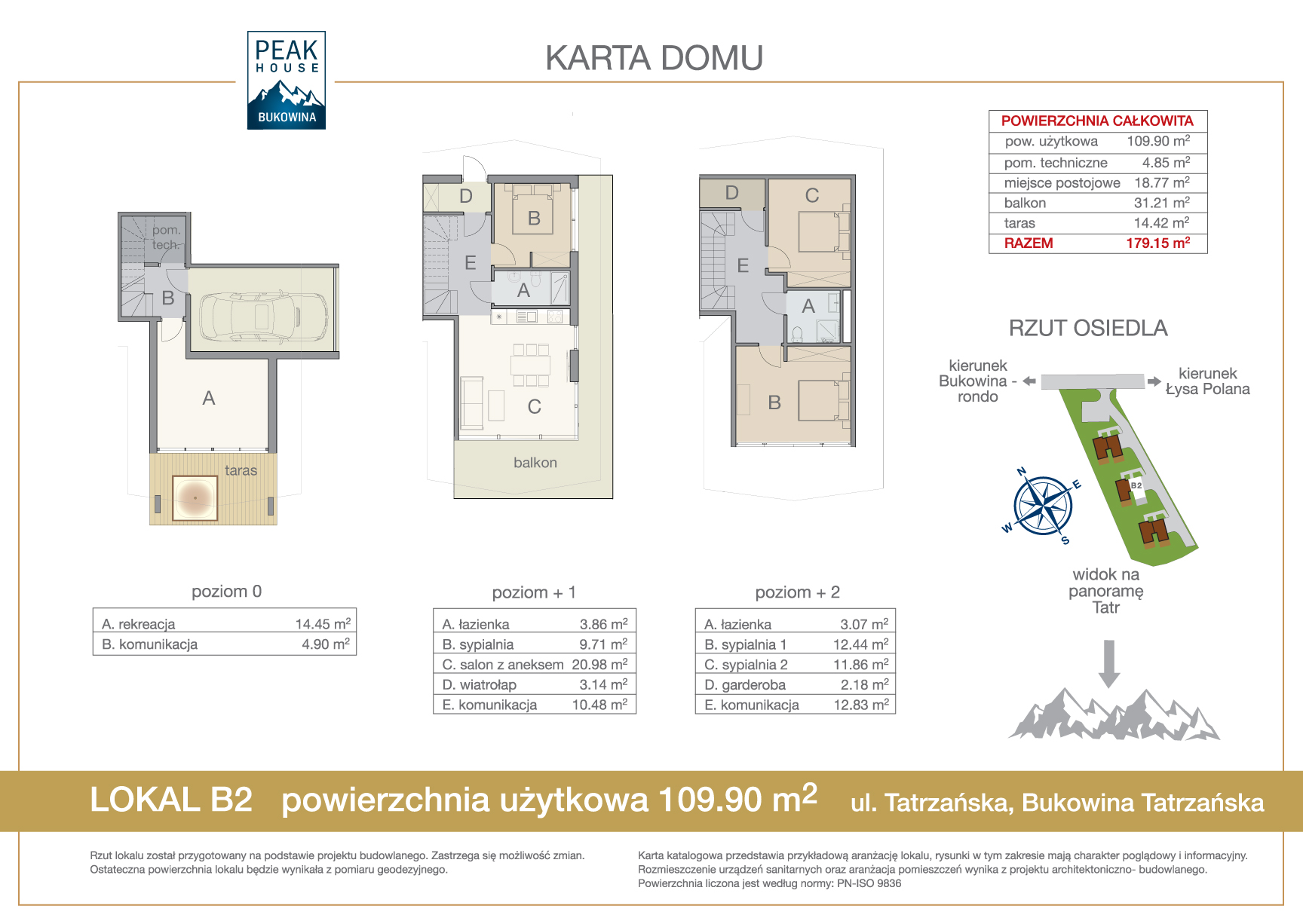 Dom i rezydencja 109,90 m², oferta nr B2, Bukowina Peak House, Bukowina Tatrzańska, ul. Tatrzańska 17a-idx