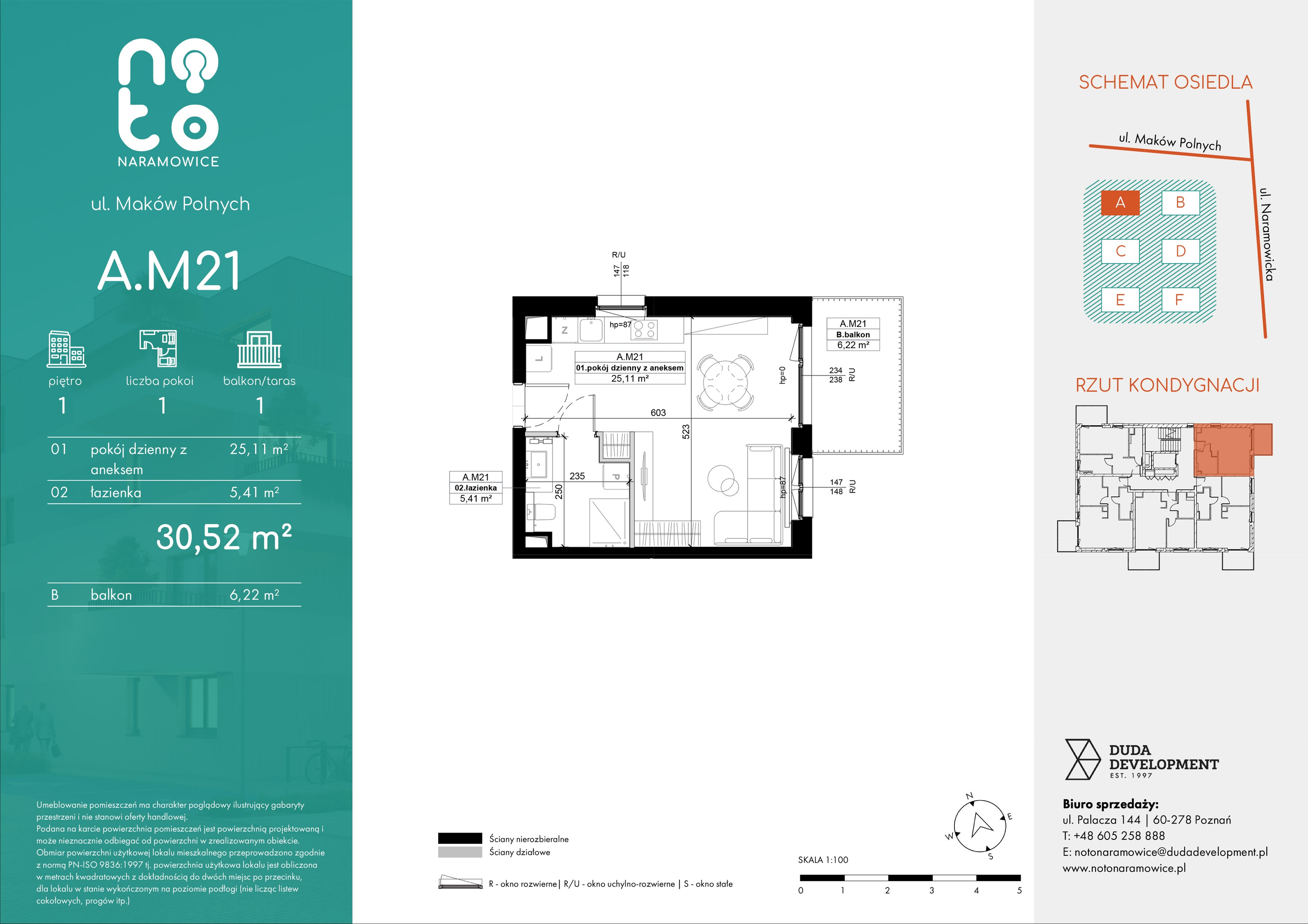 Mieszkanie 30,52 m², piętro 1, oferta nr A/M21, No to Naramowice, Poznań, Naramowice, Naramowice, ul. Maków Polnych-idx