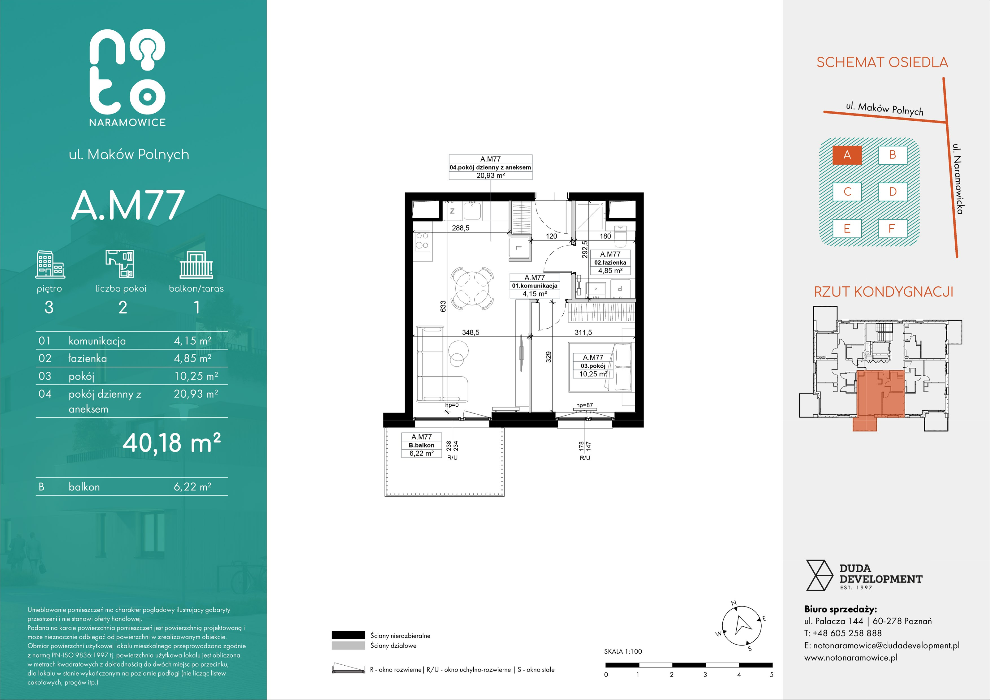 Mieszkanie 40,18 m², piętro 3, oferta nr A/M77 , No to Naramowice, Poznań, Naramowice, Naramowice, ul. Maków Polnych-idx