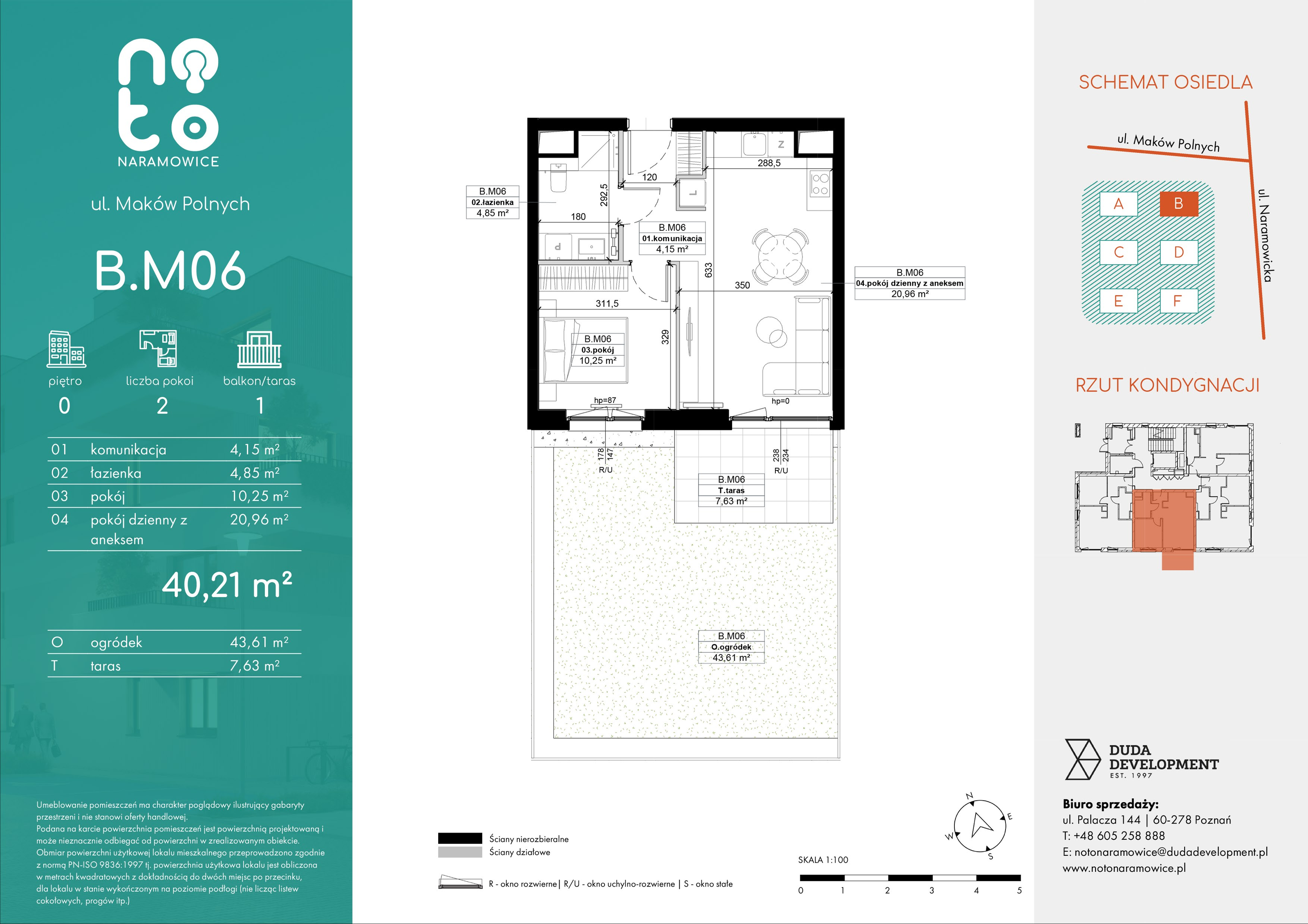 Mieszkanie 40,21 m², parter, oferta nr B/M06 , No to Naramowice, Poznań, Naramowice, Naramowice, ul. Maków Polnych-idx