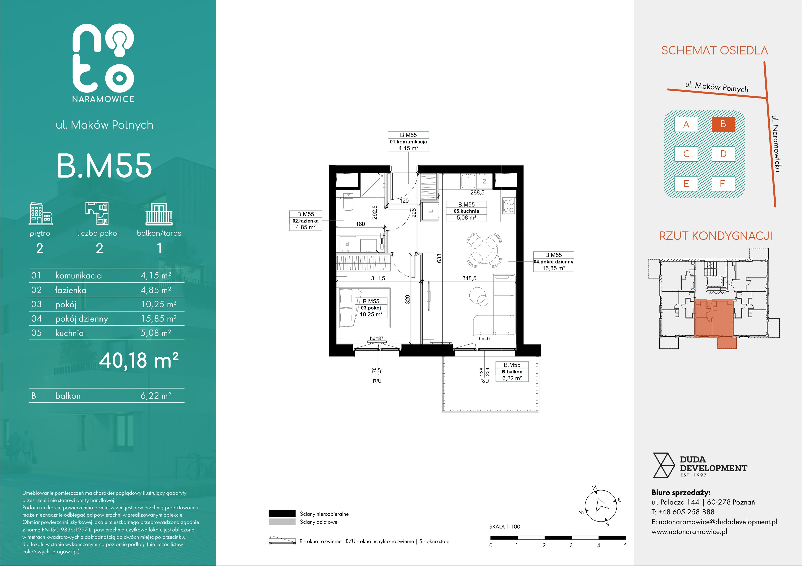 Mieszkanie 40,18 m², piętro 2, oferta nr B/M55 , No to Naramowice, Poznań, Naramowice, Naramowice, ul. Maków Polnych-idx