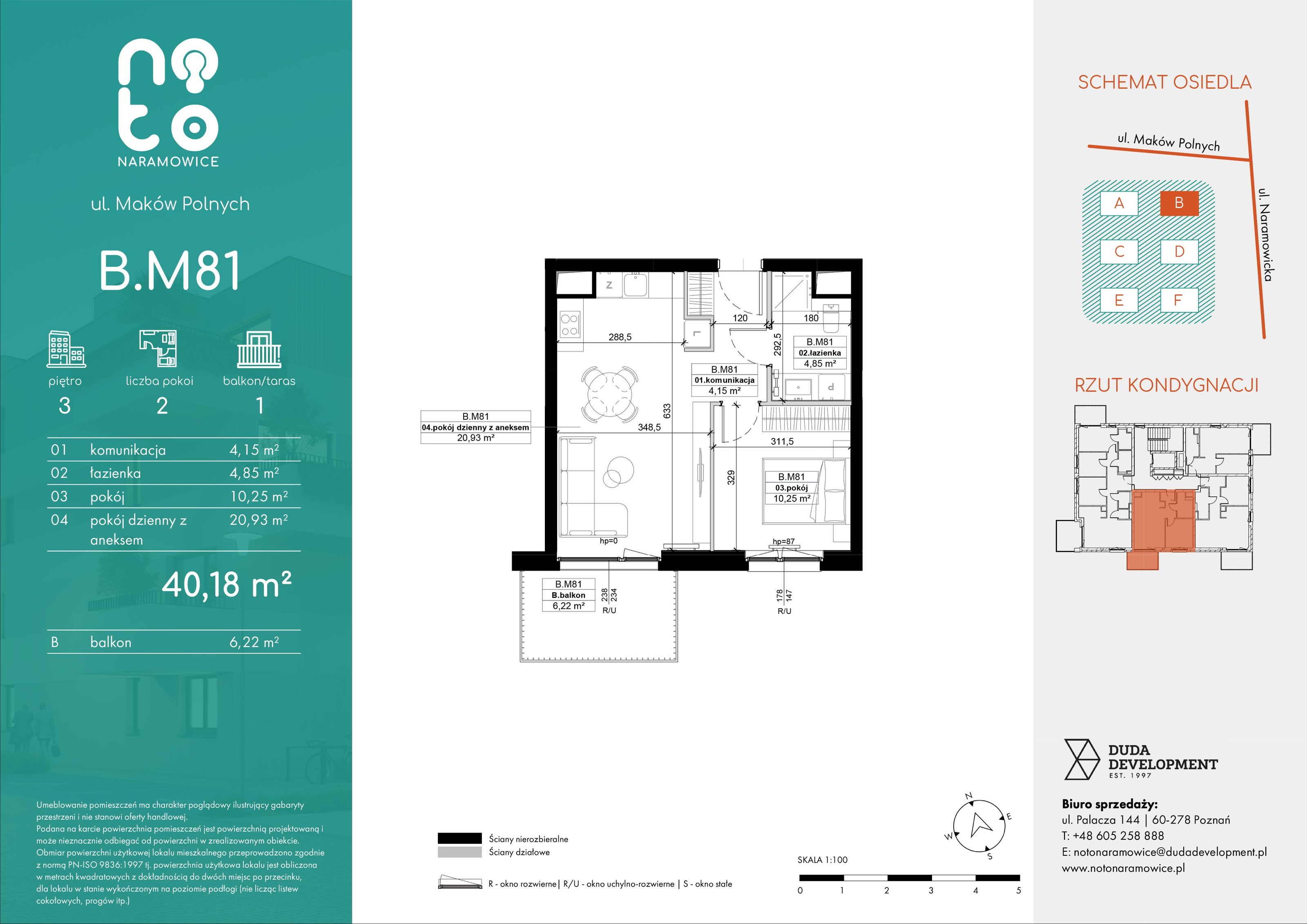 Mieszkanie 40,18 m², piętro 3, oferta nr B/M81 , No to Naramowice, Poznań, Naramowice, Naramowice, ul. Maków Polnych-idx