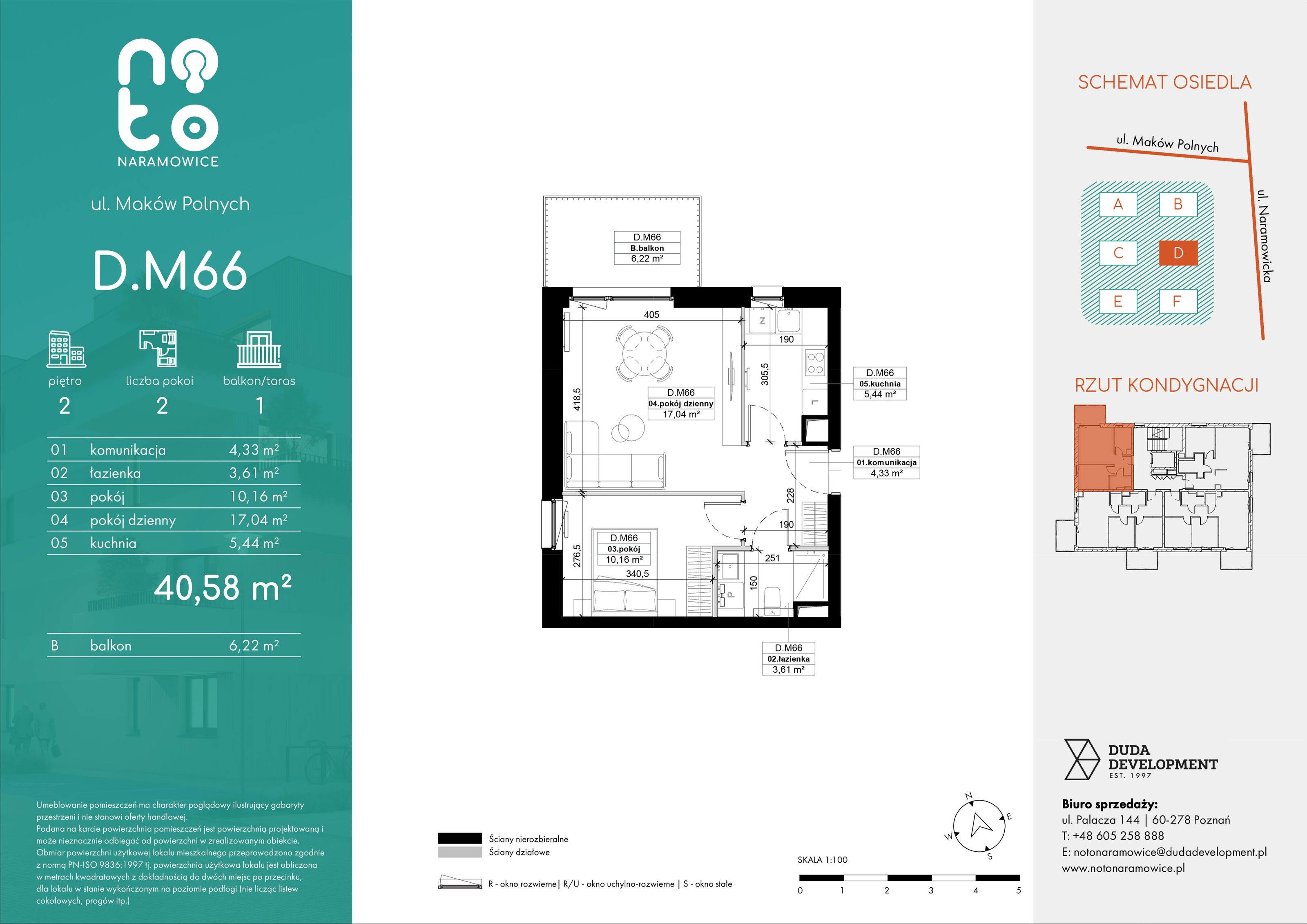 Mieszkanie 40,58 m², piętro 2, oferta nr D/M66 , No to Naramowice, Poznań, Naramowice, Naramowice, ul. Maków Polnych-idx