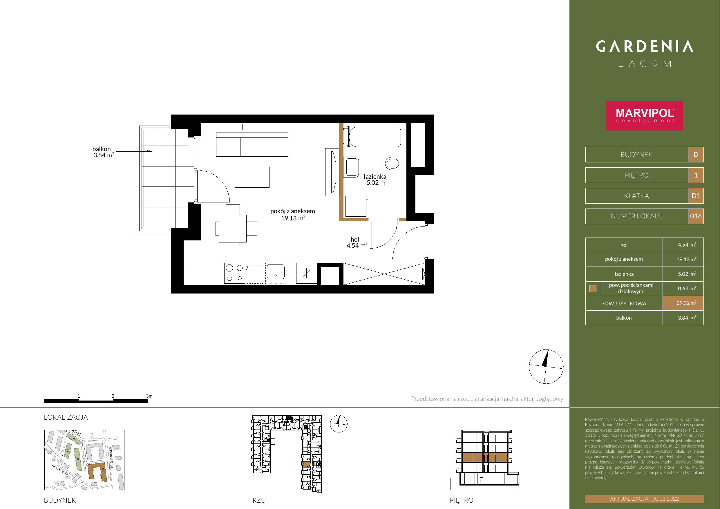 Mieszkanie 29,32 m², piętro 1, oferta nr D016, Gardenia Lagom, Warszawa, Białołęka, Grodzisk, ul. Głębocka 117-idx