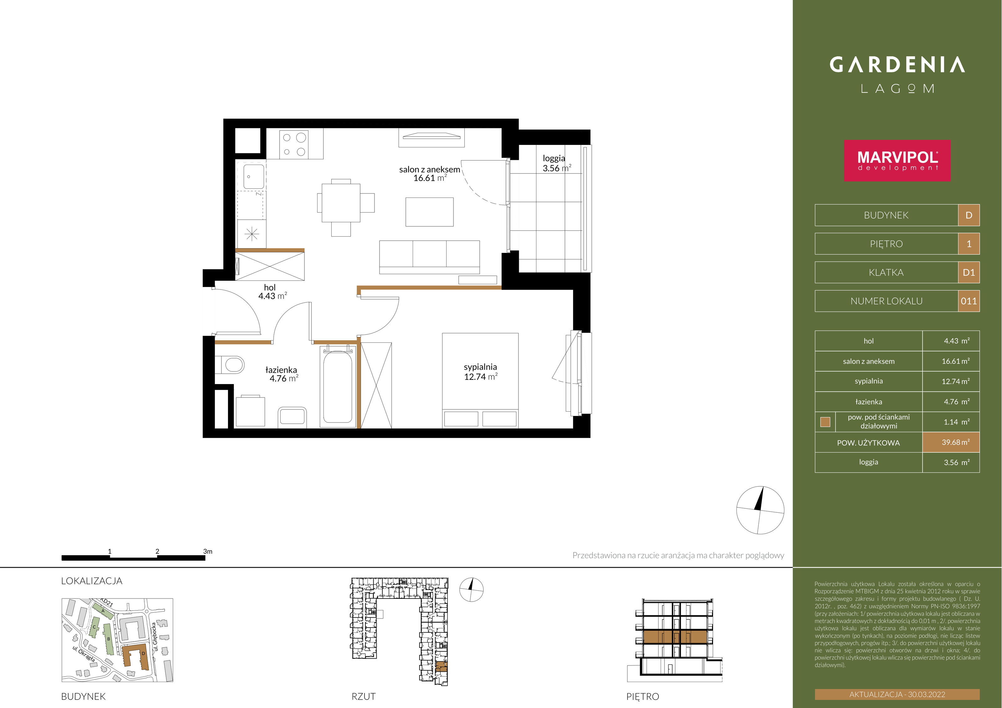 Mieszkanie 40,71 m², piętro 1, oferta nr D014, Gardenia Lagom, Warszawa, Białołęka, Grodzisk, ul. Głębocka 117-idx