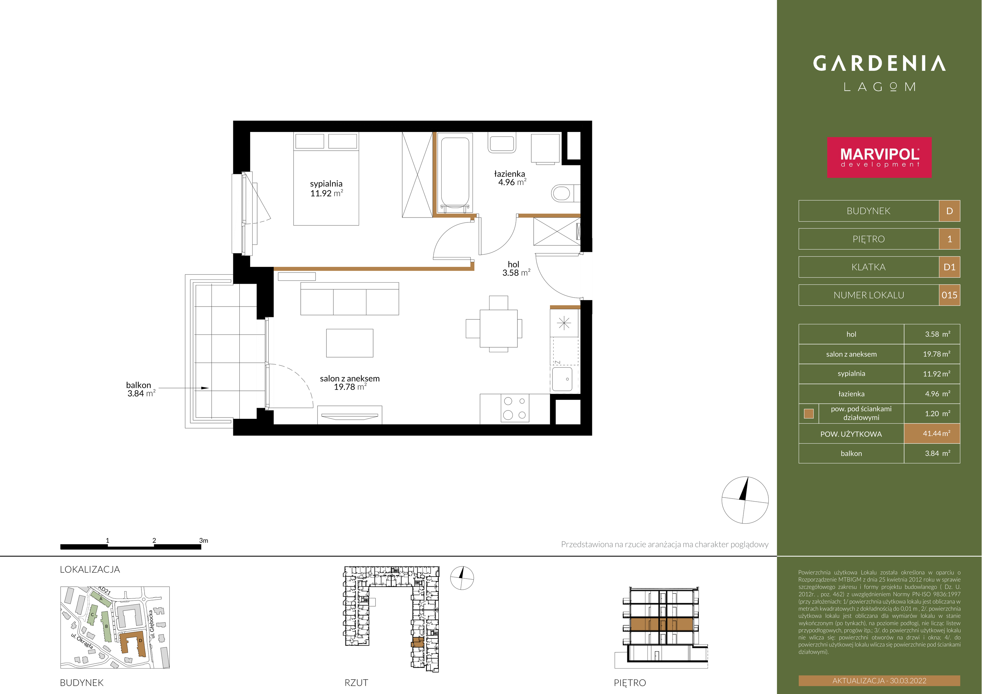 Mieszkanie 41,44 m², piętro 1, oferta nr D015, Gardenia Lagom, Warszawa, Białołęka, Grodzisk, ul. Głębocka 117-idx