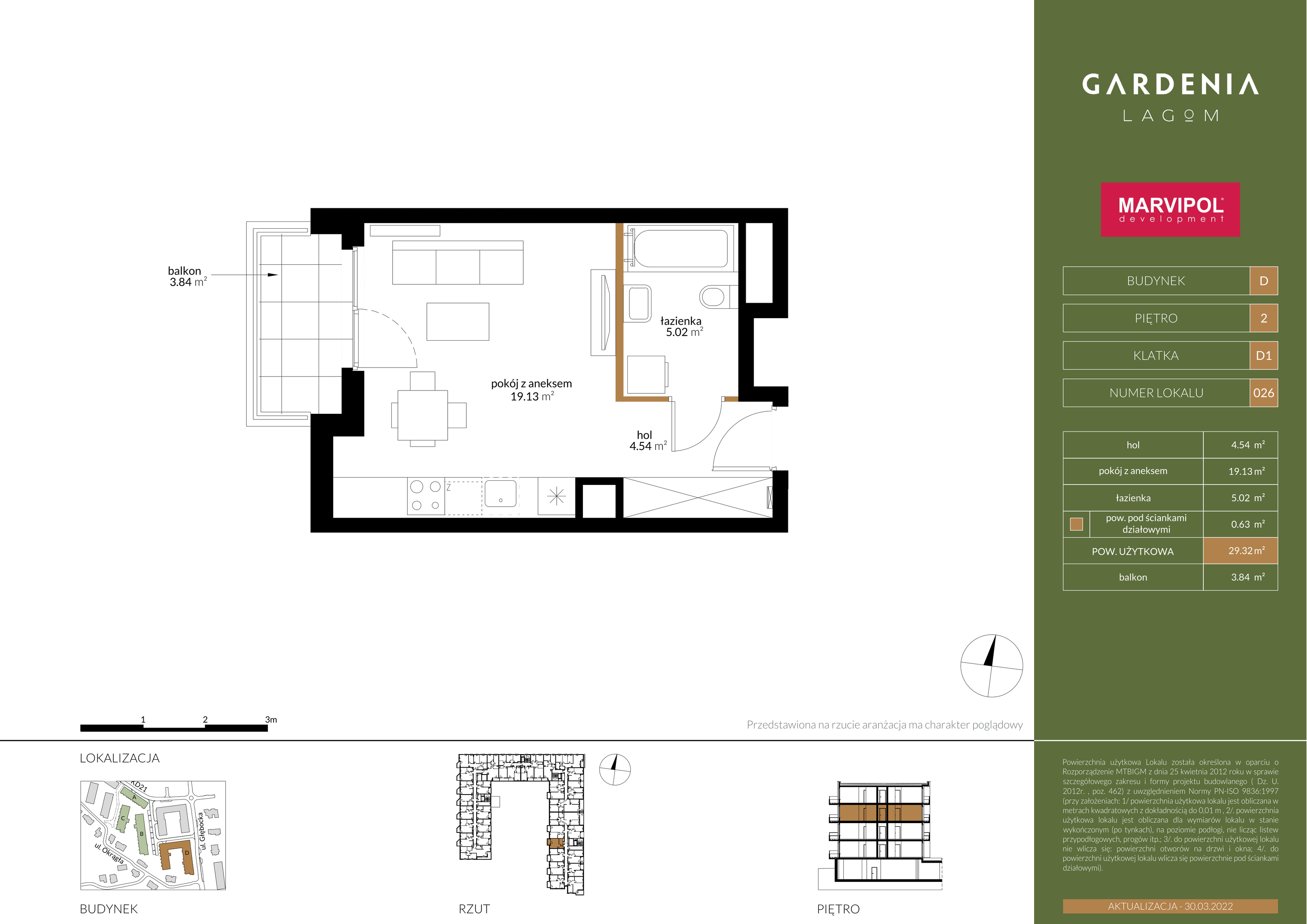 Mieszkanie 29,32 m², piętro 2, oferta nr D026, Gardenia Lagom, Warszawa, Białołęka, Grodzisk, ul. Głębocka 117-idx