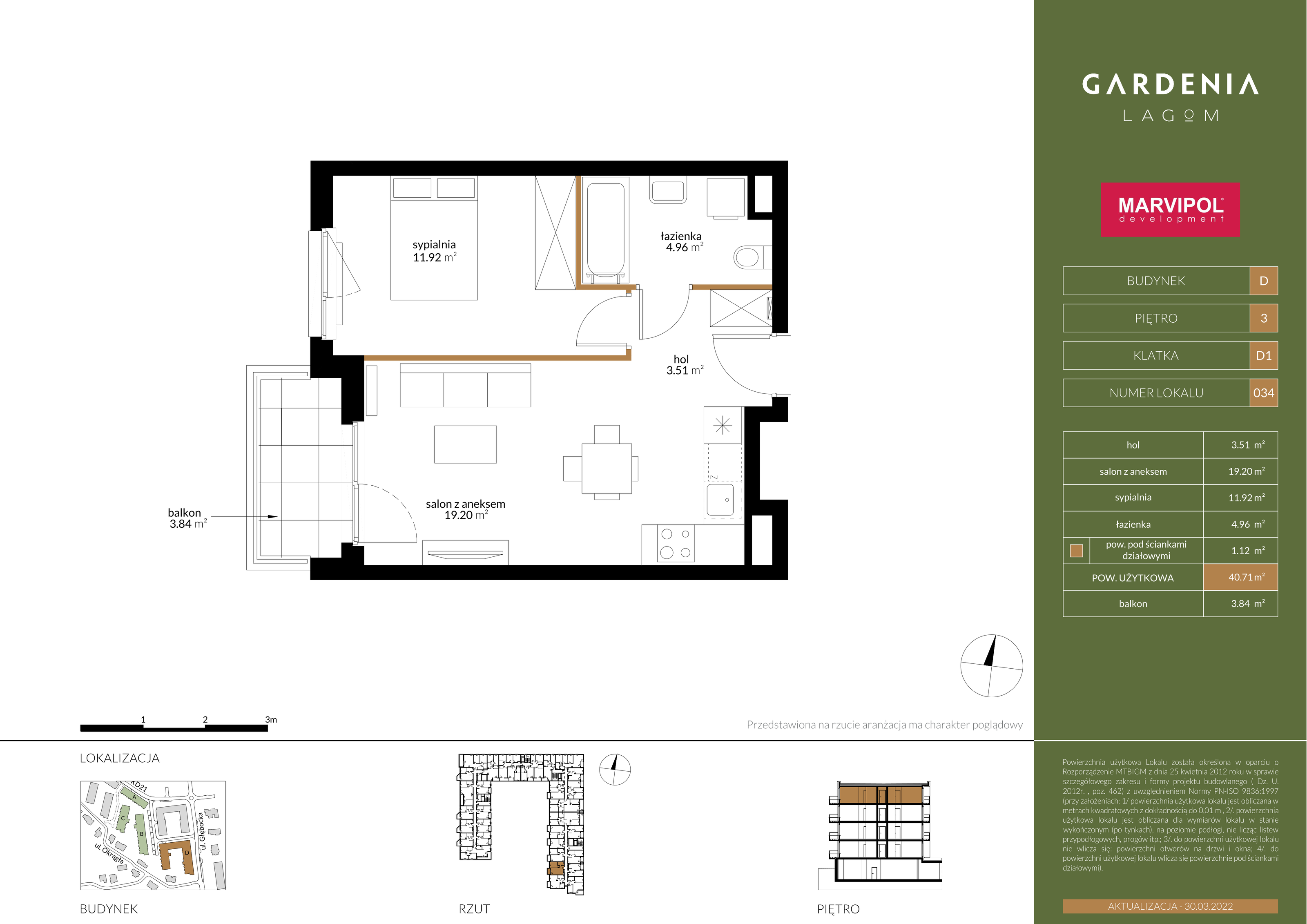 Mieszkanie 40,71 m², piętro 3, oferta nr D034, Gardenia Lagom, Warszawa, Białołęka, Grodzisk, ul. Głębocka 117-idx