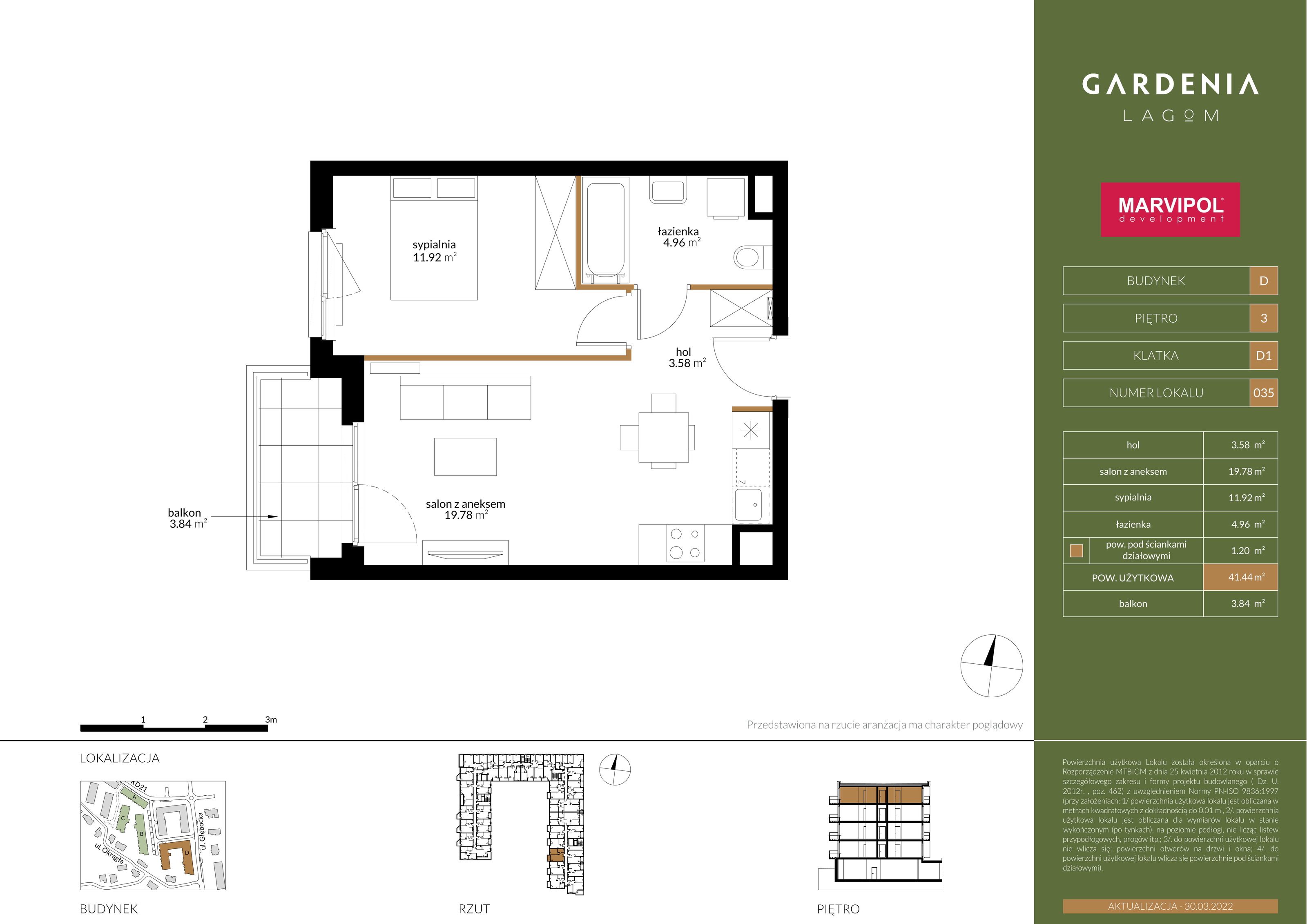 Mieszkanie 41,44 m², piętro 3, oferta nr D035, Gardenia Lagom, Warszawa, Białołęka, Grodzisk, ul. Głębocka 117-idx