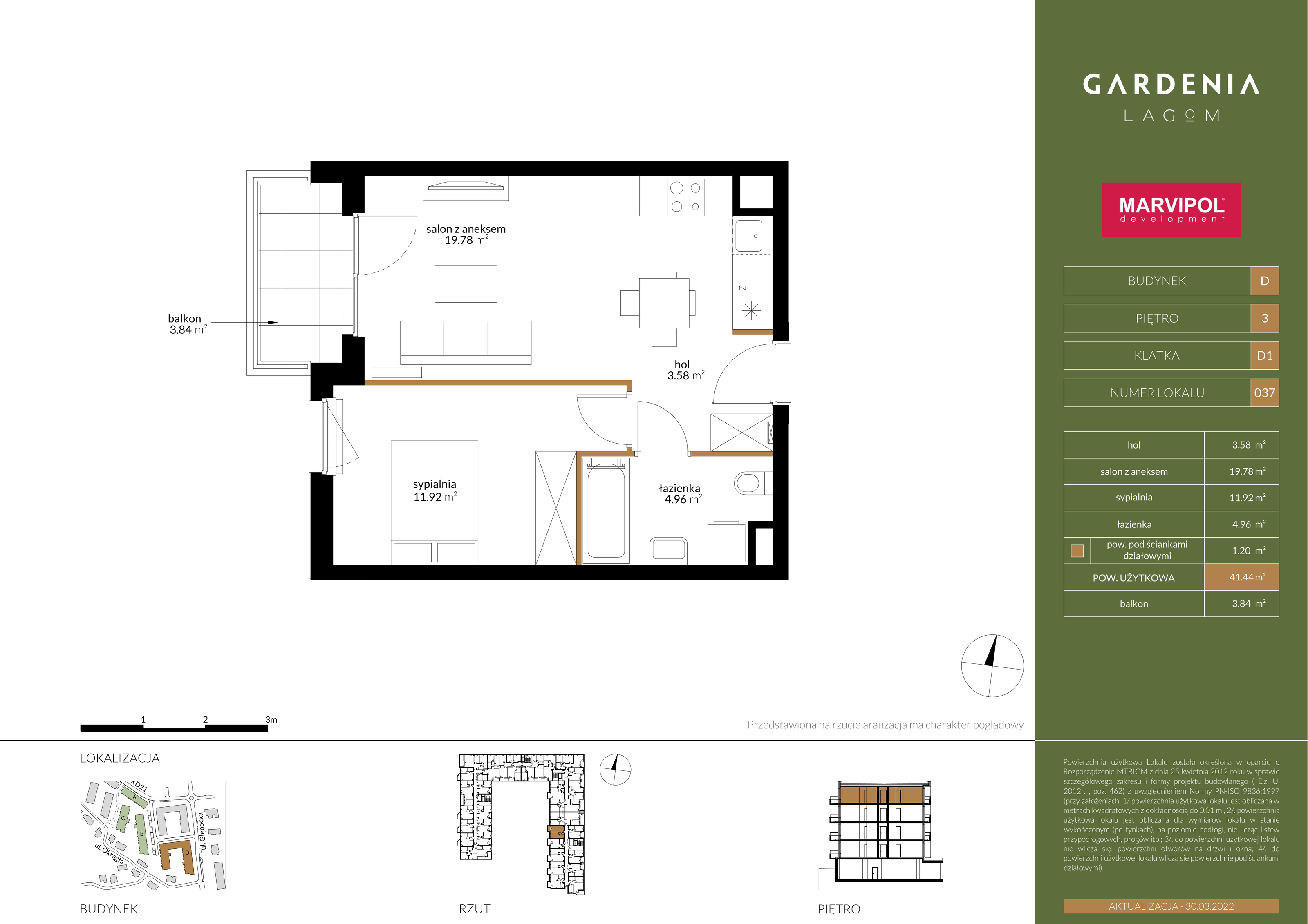 Mieszkanie 41,44 m², piętro 3, oferta nr D037, Gardenia Lagom, Warszawa, Białołęka, Grodzisk, ul. Głębocka 117-idx