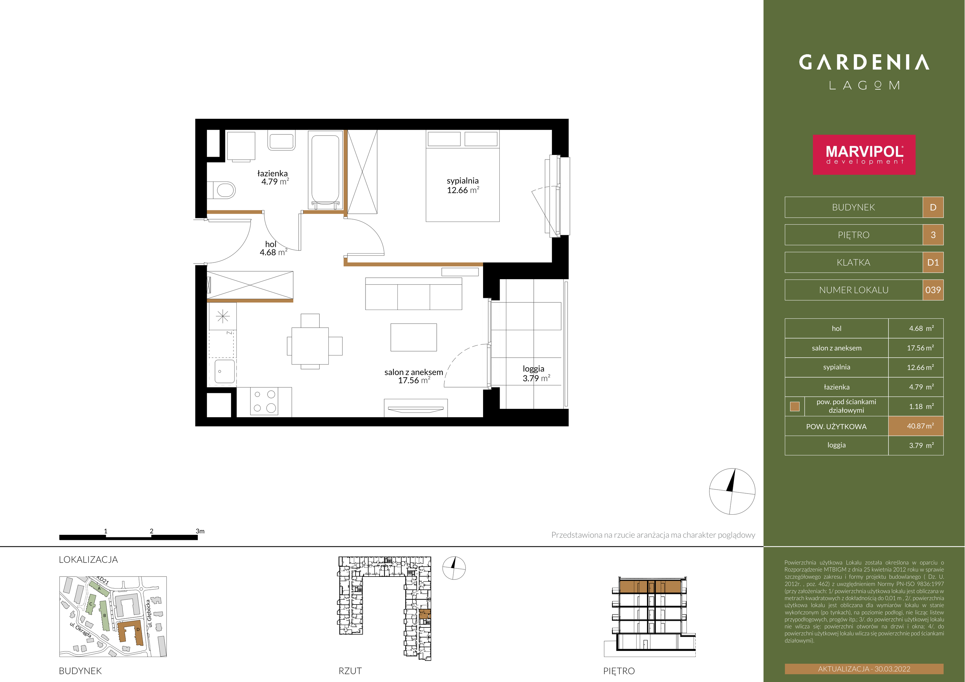 Mieszkanie 40,87 m², piętro 3, oferta nr D039, Gardenia Lagom, Warszawa, Białołęka, Grodzisk, ul. Głębocka 117-idx