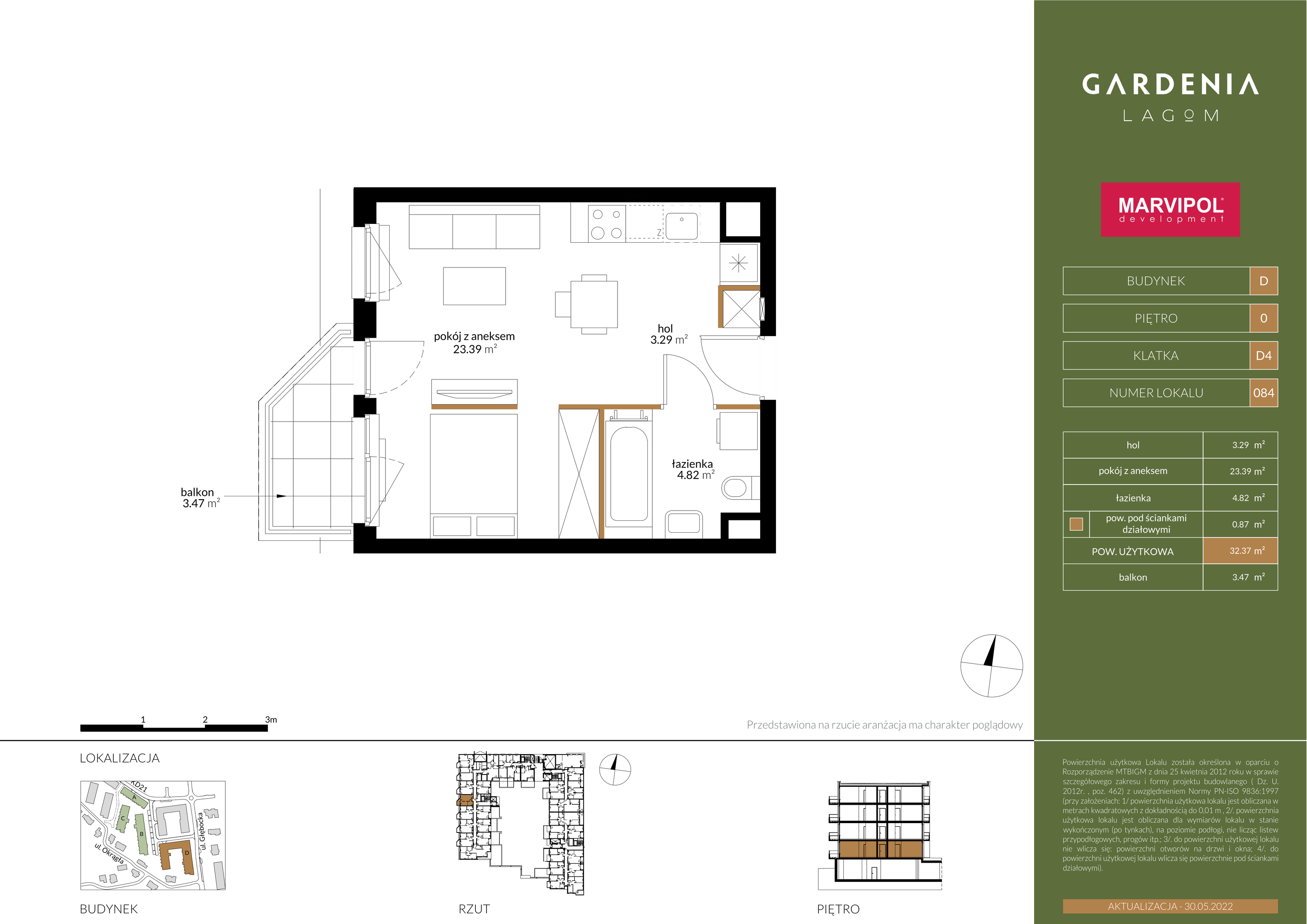 Mieszkanie 32,37 m², parter, oferta nr D084, Gardenia Lagom, Warszawa, Białołęka, Grodzisk, ul. Głębocka 117-idx