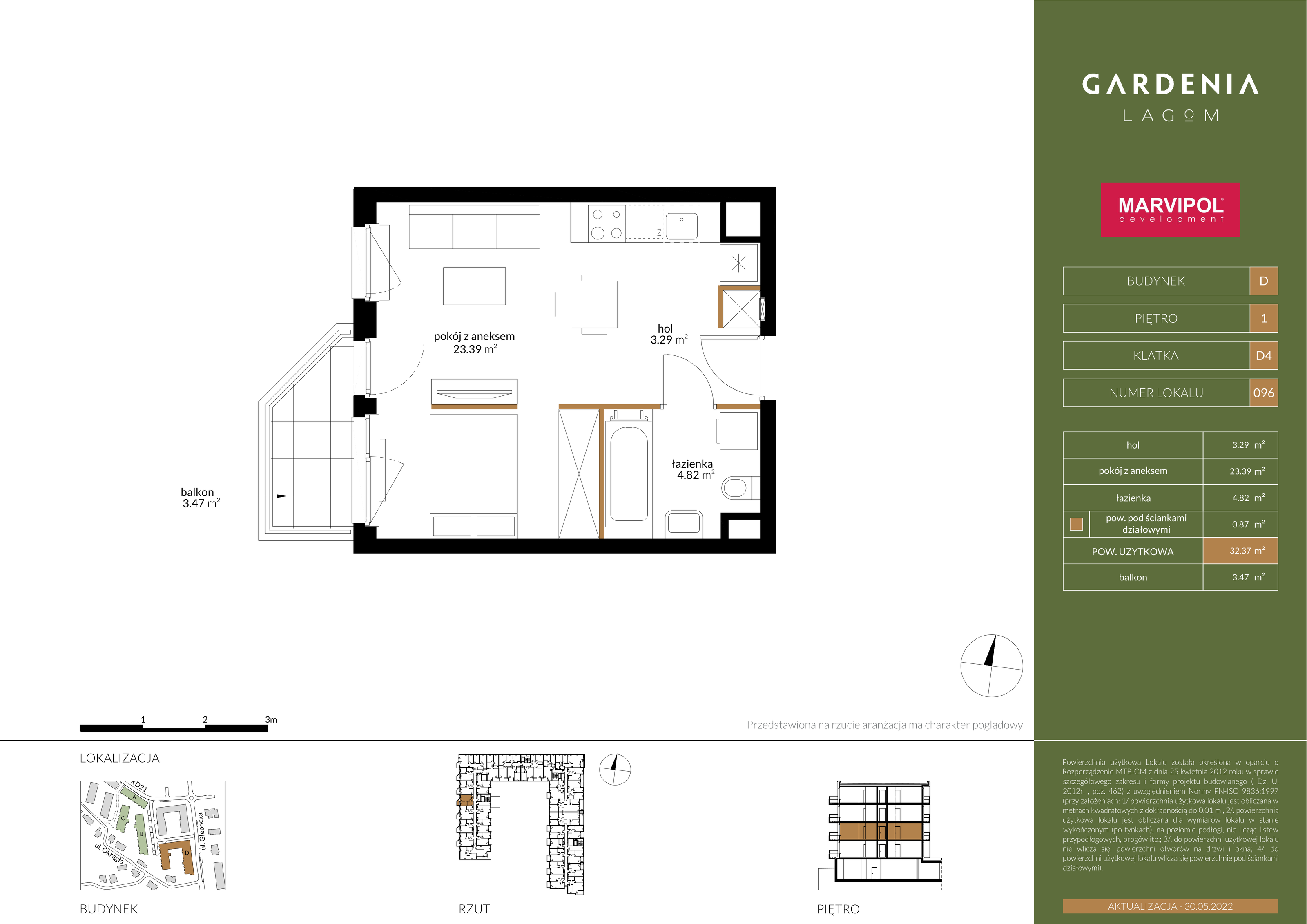 Mieszkanie 32,37 m², piętro 1, oferta nr D096, Gardenia Lagom, Warszawa, Białołęka, Grodzisk, ul. Głębocka 117-idx