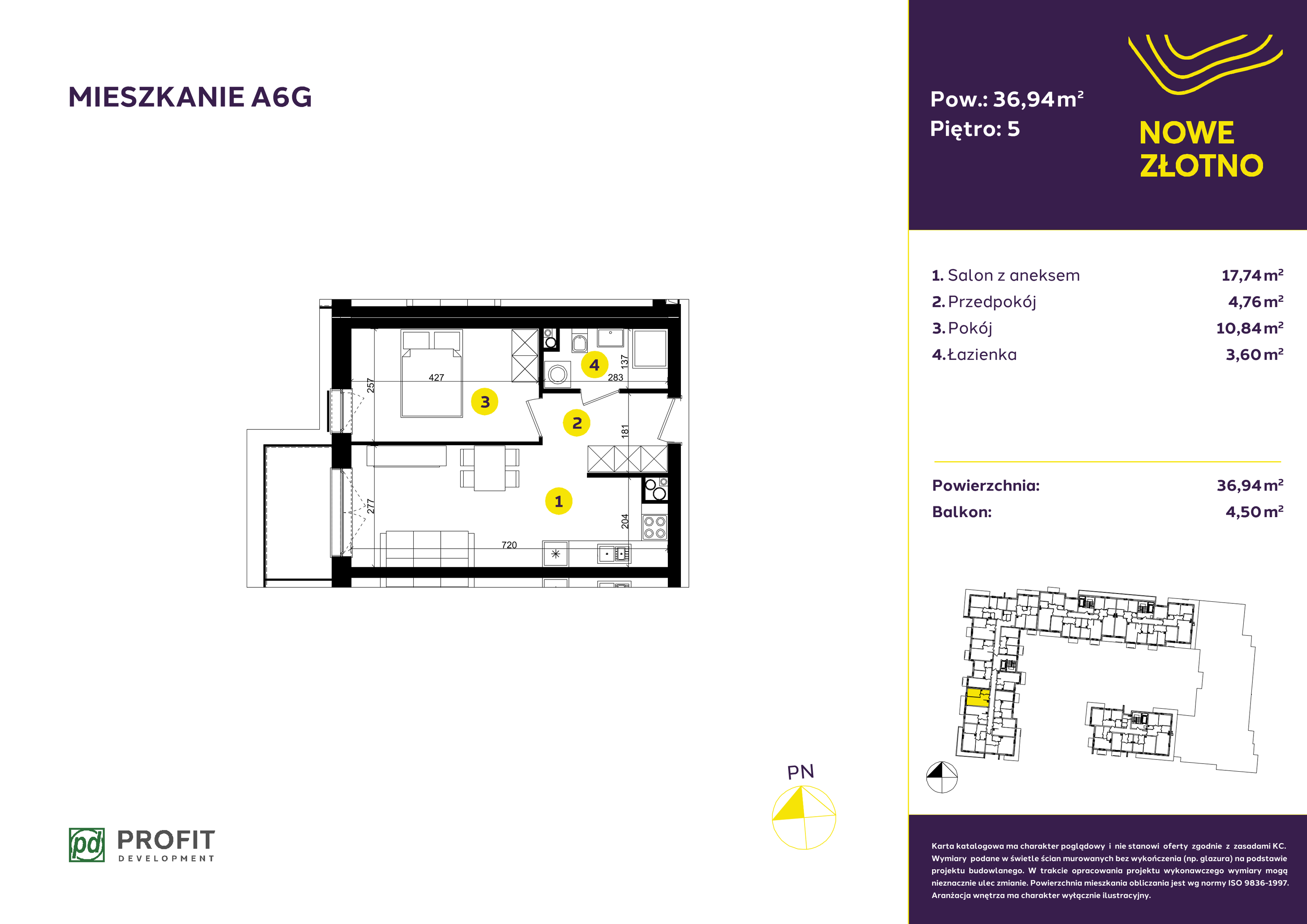 Mieszkanie 36,94 m², piętro 5, oferta nr A-6G, Nowe Złotno, Łódź, Polesie, Złotno, ul. Traktorowa 24-idx