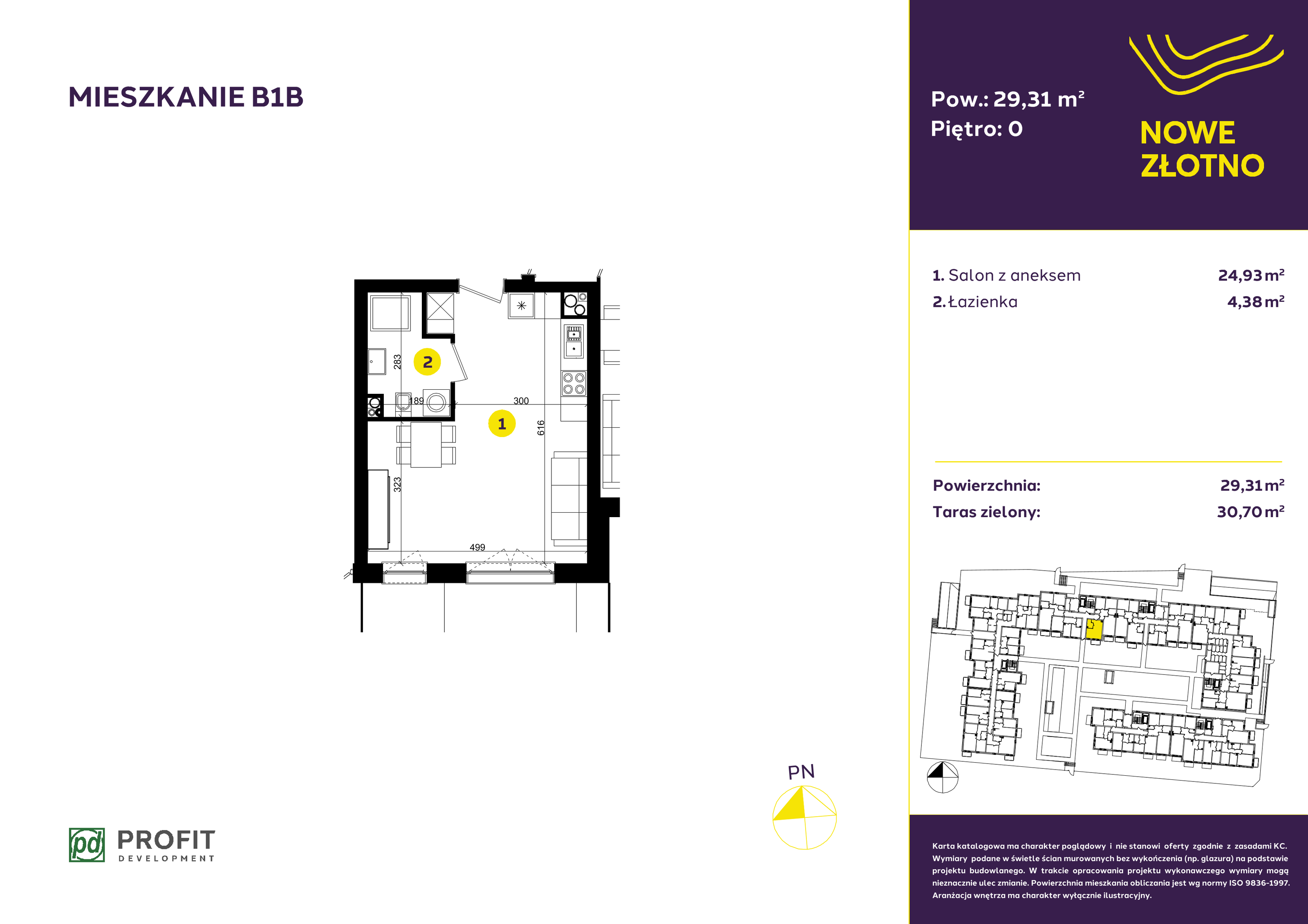 Mieszkanie 29,31 m², parter, oferta nr B-1B, Nowe Złotno, Łódź, Polesie, Złotno, ul. Traktorowa 24-idx