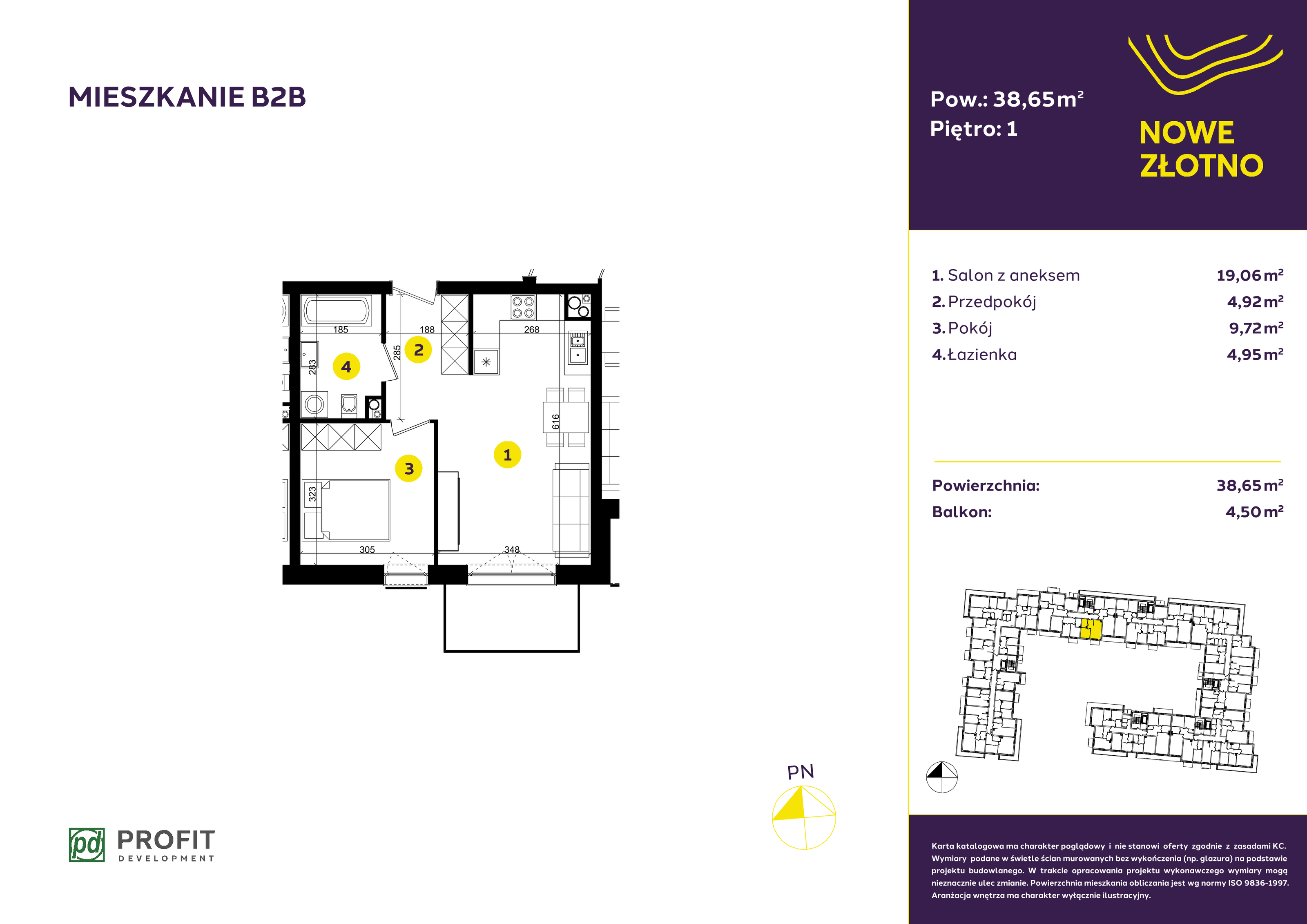 Mieszkanie 38,65 m², piętro 1, oferta nr B-2B, Nowe Złotno, Łódź, Polesie, Złotno, ul. Traktorowa 24-idx