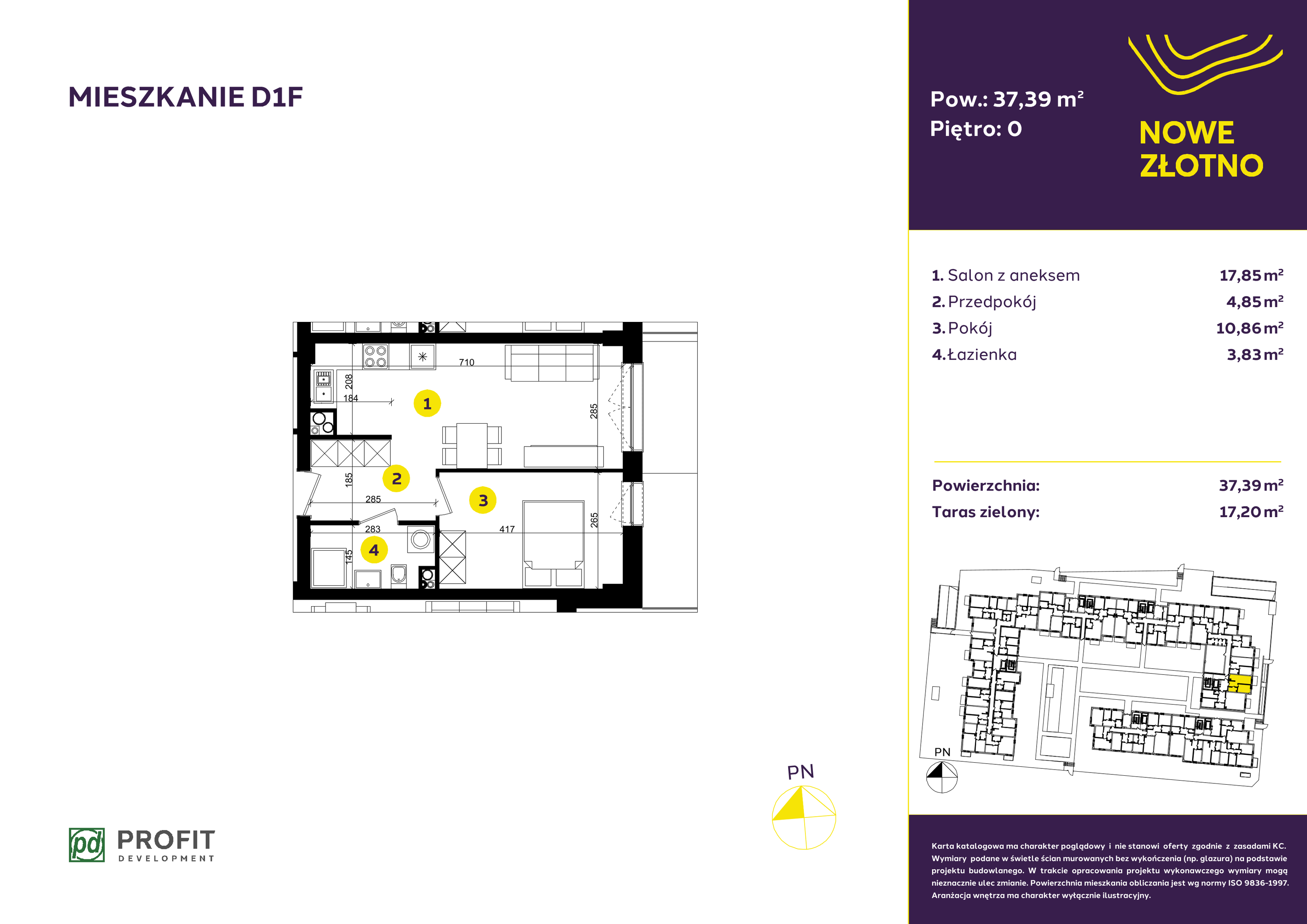 Mieszkanie 37,39 m², parter, oferta nr D-1F, Nowe Złotno, Łódź, Polesie, Złotno, ul. Traktorowa 24-idx