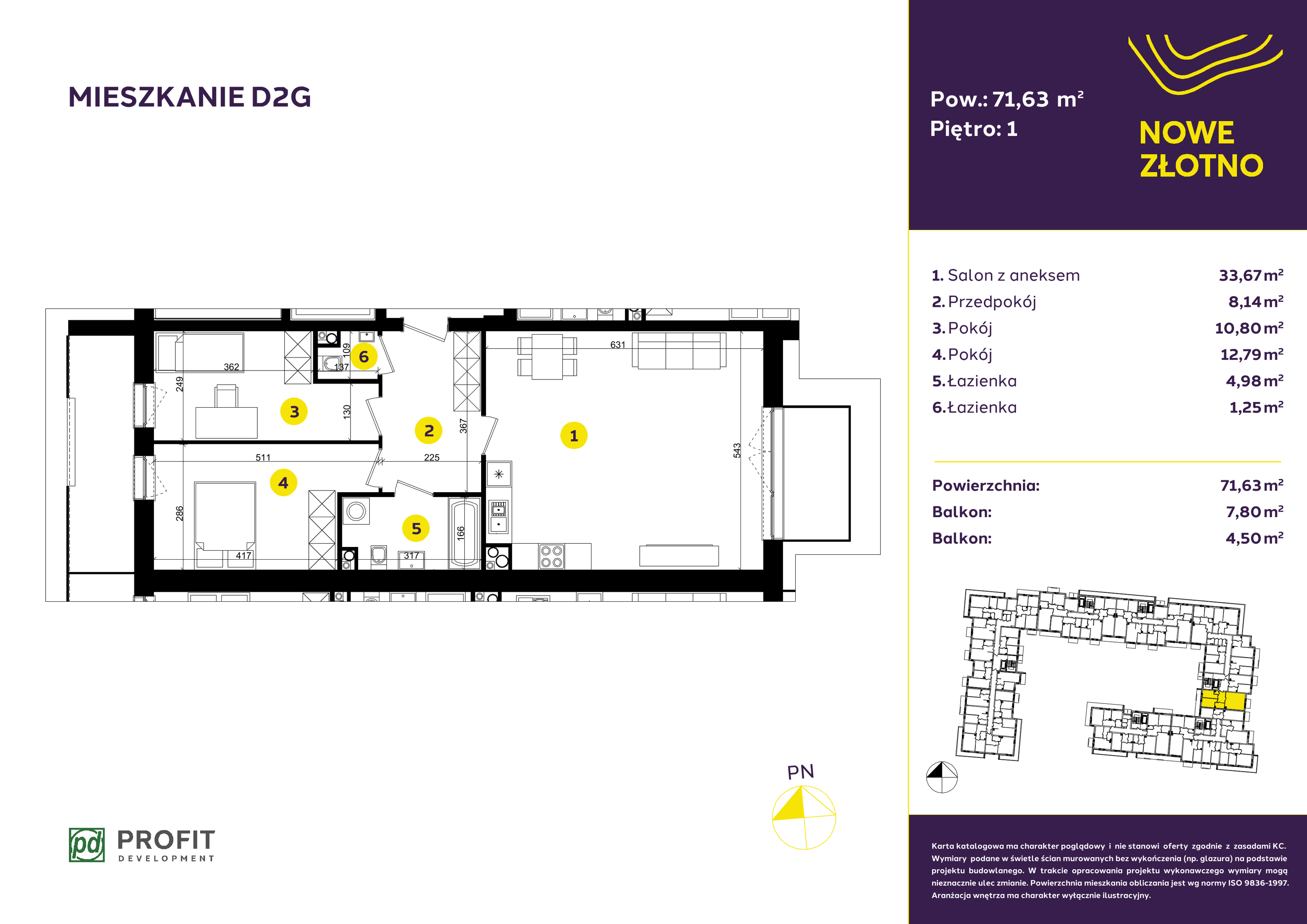 Mieszkanie 71,63 m², piętro 1, oferta nr D-2G, Nowe Złotno, Łódź, Polesie, Złotno, ul. Traktorowa 24-idx