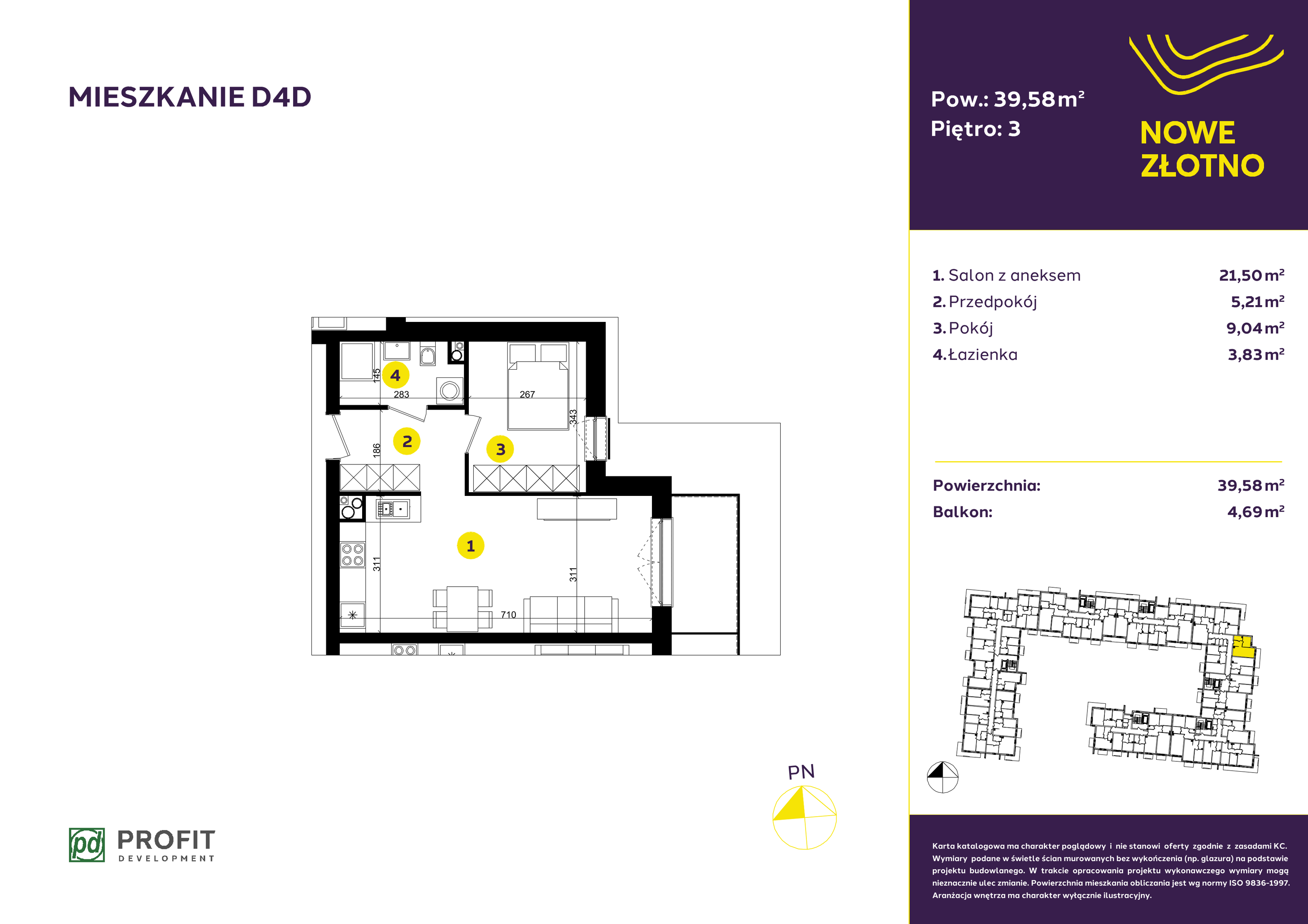 Mieszkanie 39,58 m², piętro 3, oferta nr D-4D, Nowe Złotno, Łódź, Polesie, Złotno, ul. Traktorowa 24-idx